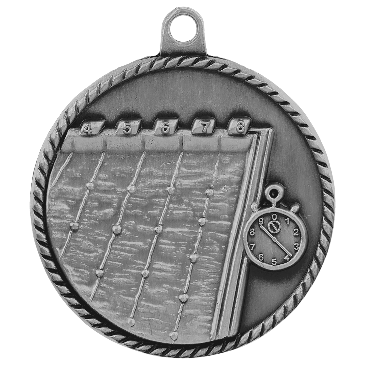 2" Antique Silver Swimming High Relief Medal
