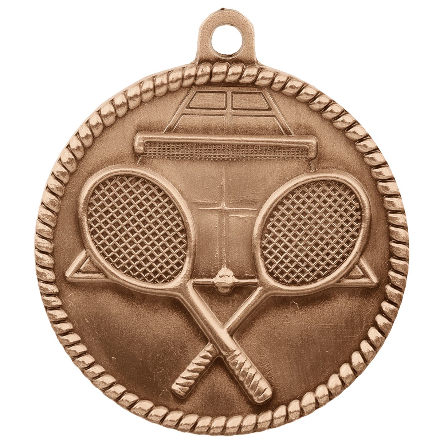 Antique Bronze Tennis High Relief Medal - 2"
