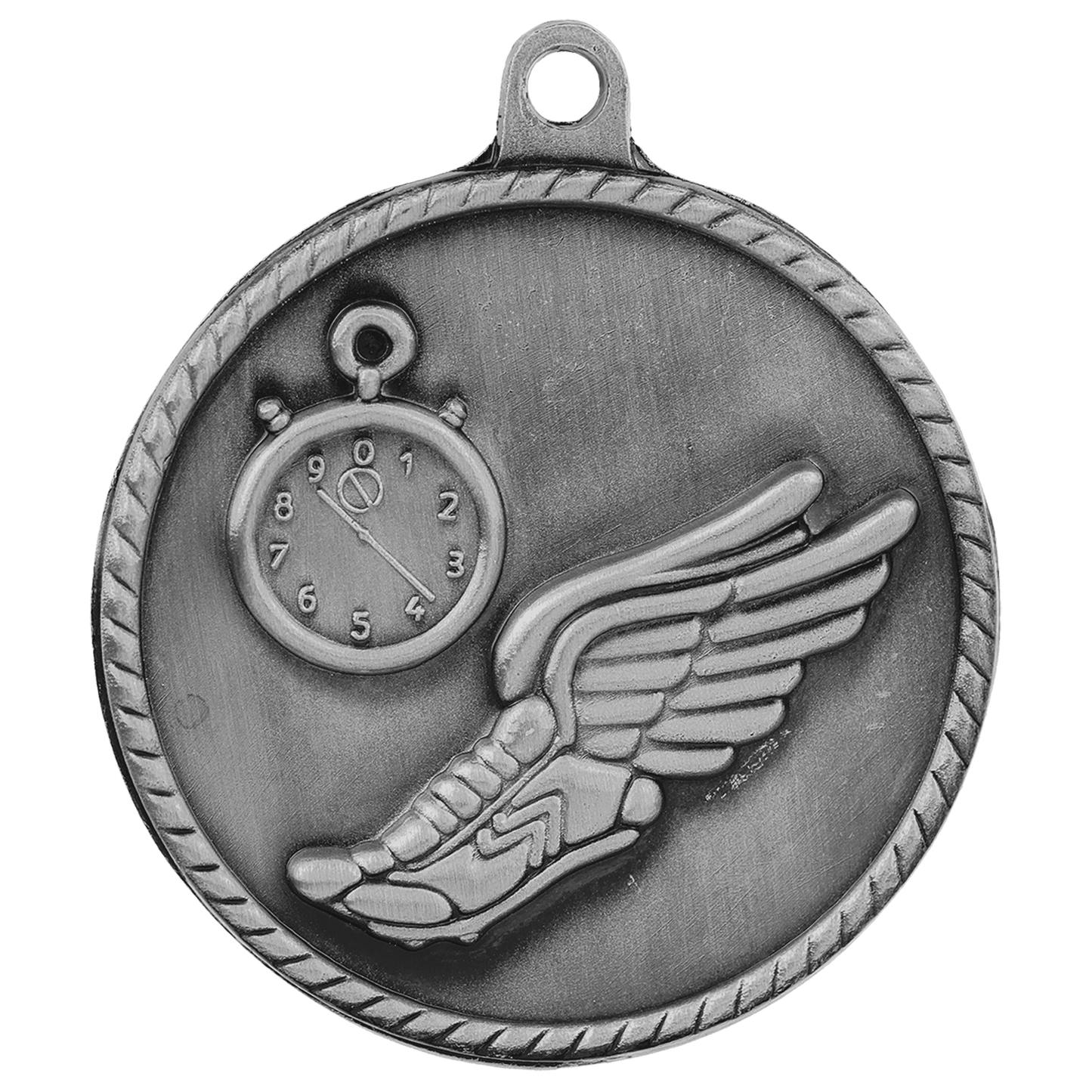 Antique Silver Track High Relief Medal - 2"