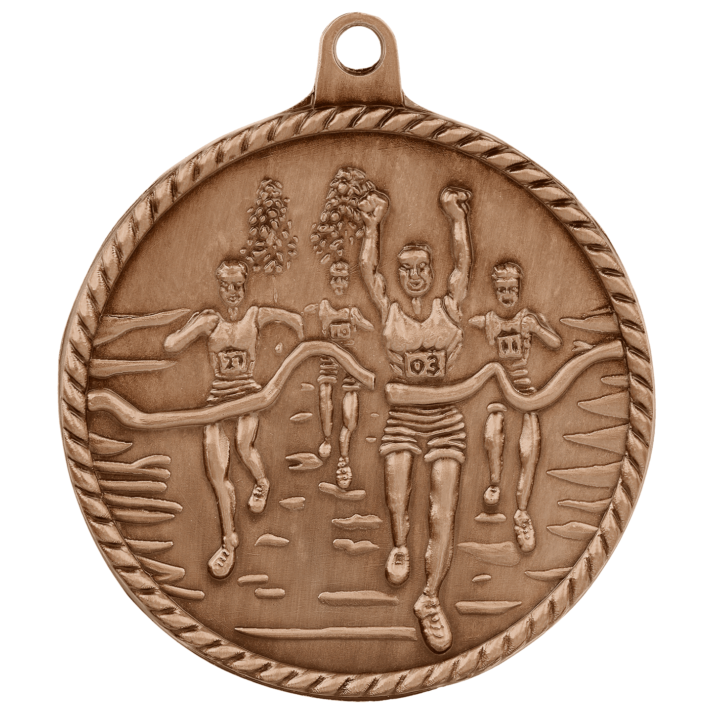 Antique Bronze Cross Country High Relief Medal - 2"