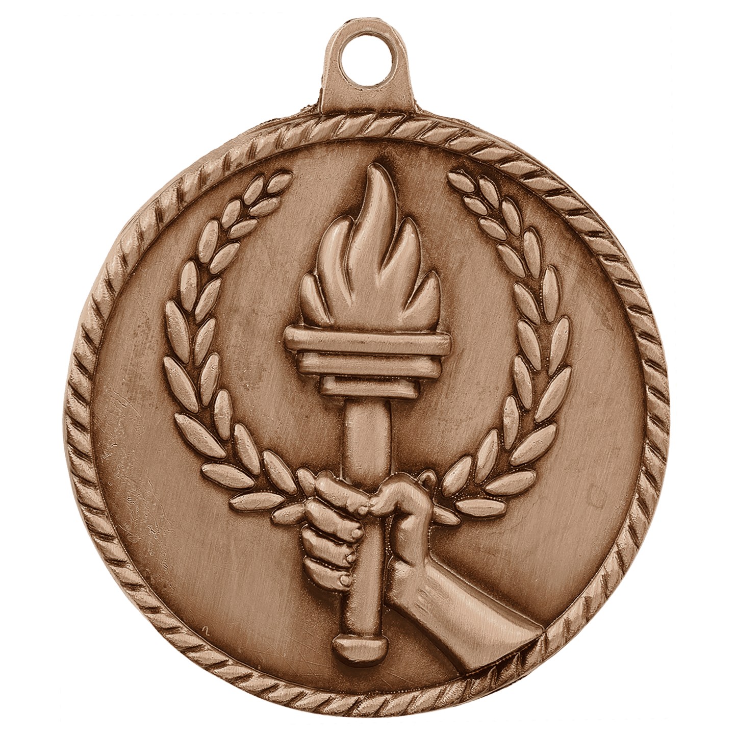 2" Antique Bronze Torch High Relief Medal