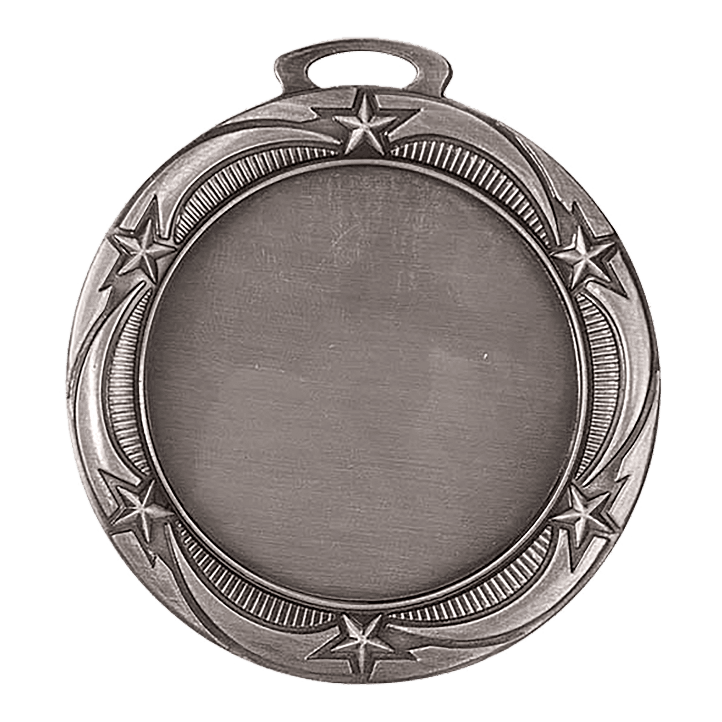 Antique Silver Star 2" Insert Holder Medal - 2 3/4"