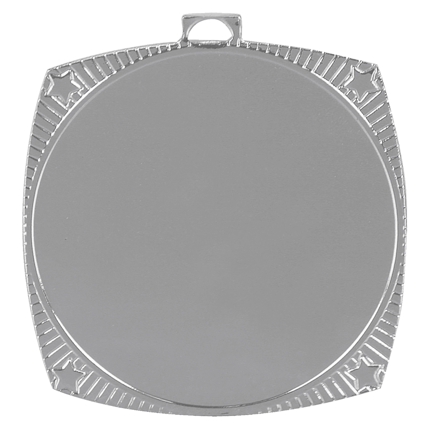 2 1/8" Bright Silver Square Star 2" Insert Holder Medal