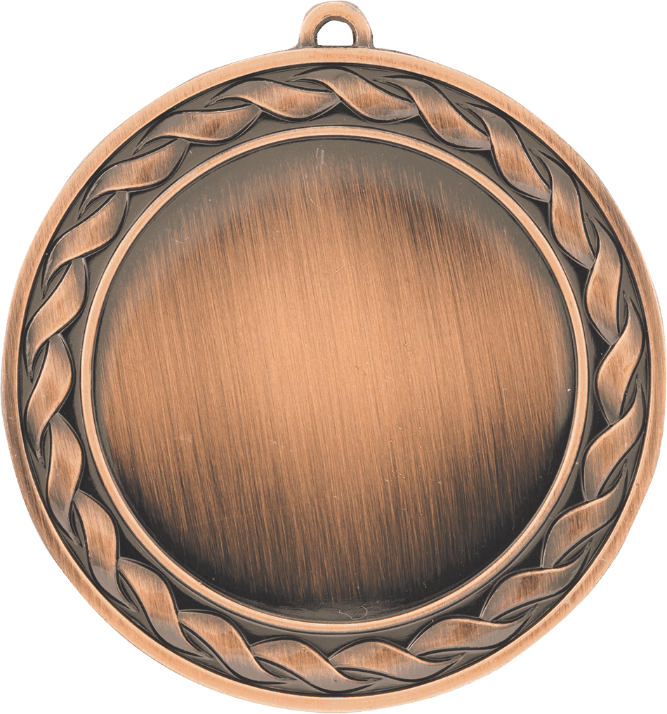 Antique Bronze Weave 2" Insert Holder Medal - 2 3/4"