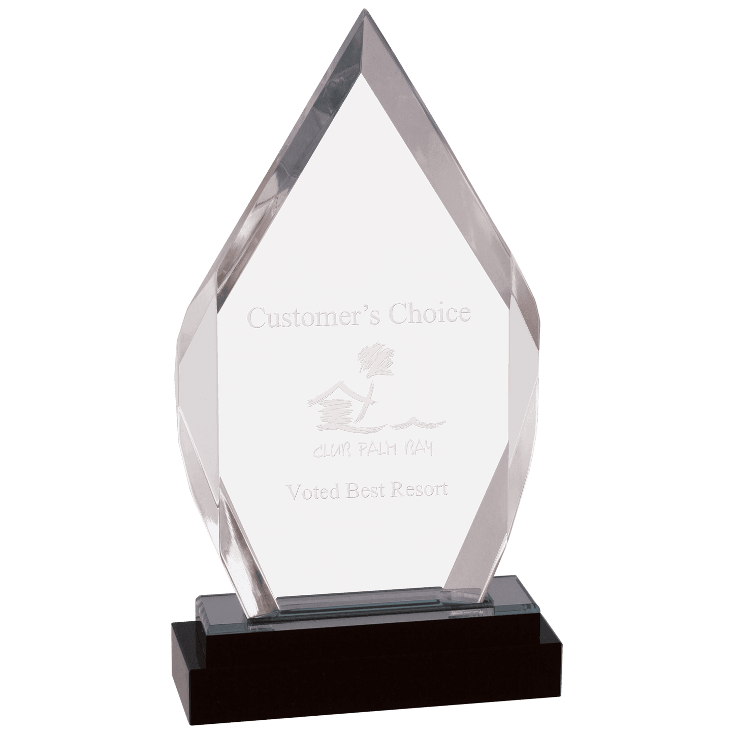 Silver Fusion Diamond Impress Acrylic with Black Glass Base - 9"