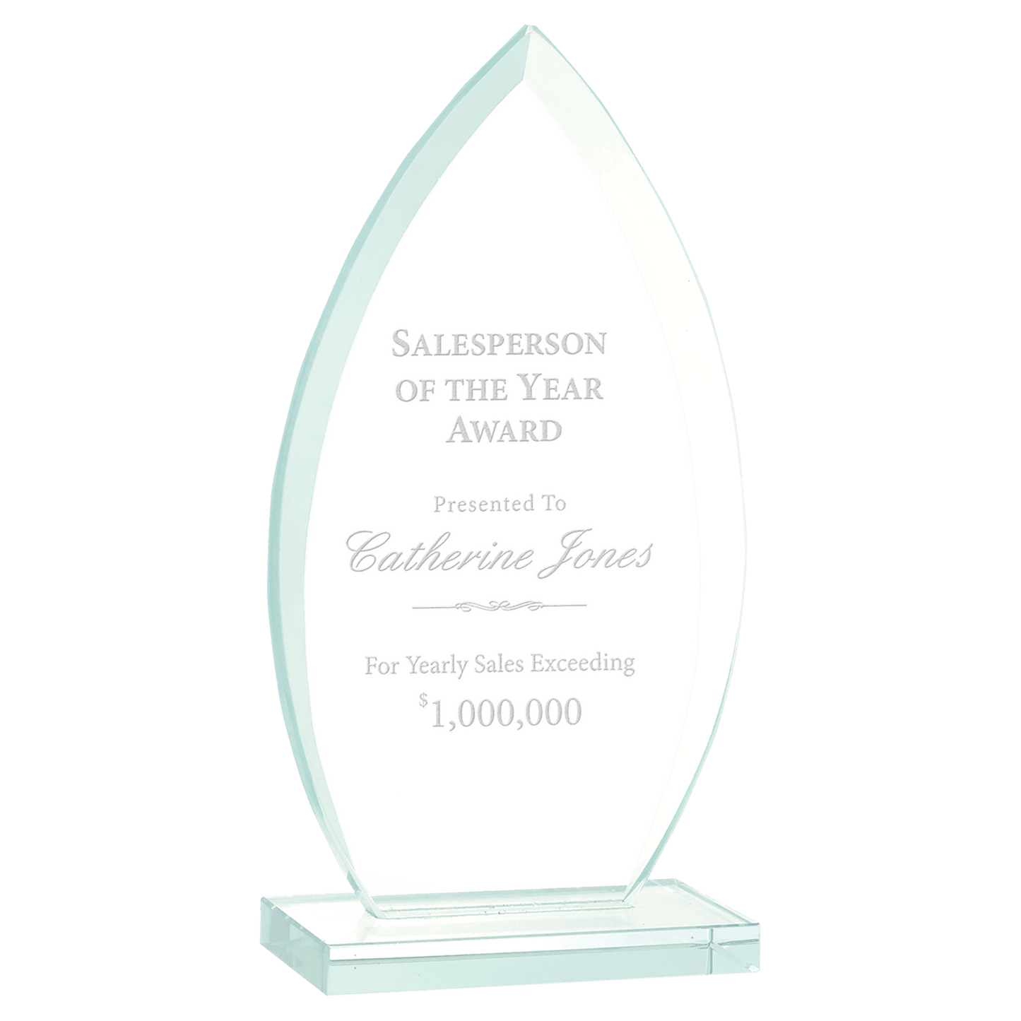 Oval Jade Glass Award - 7 3/4"