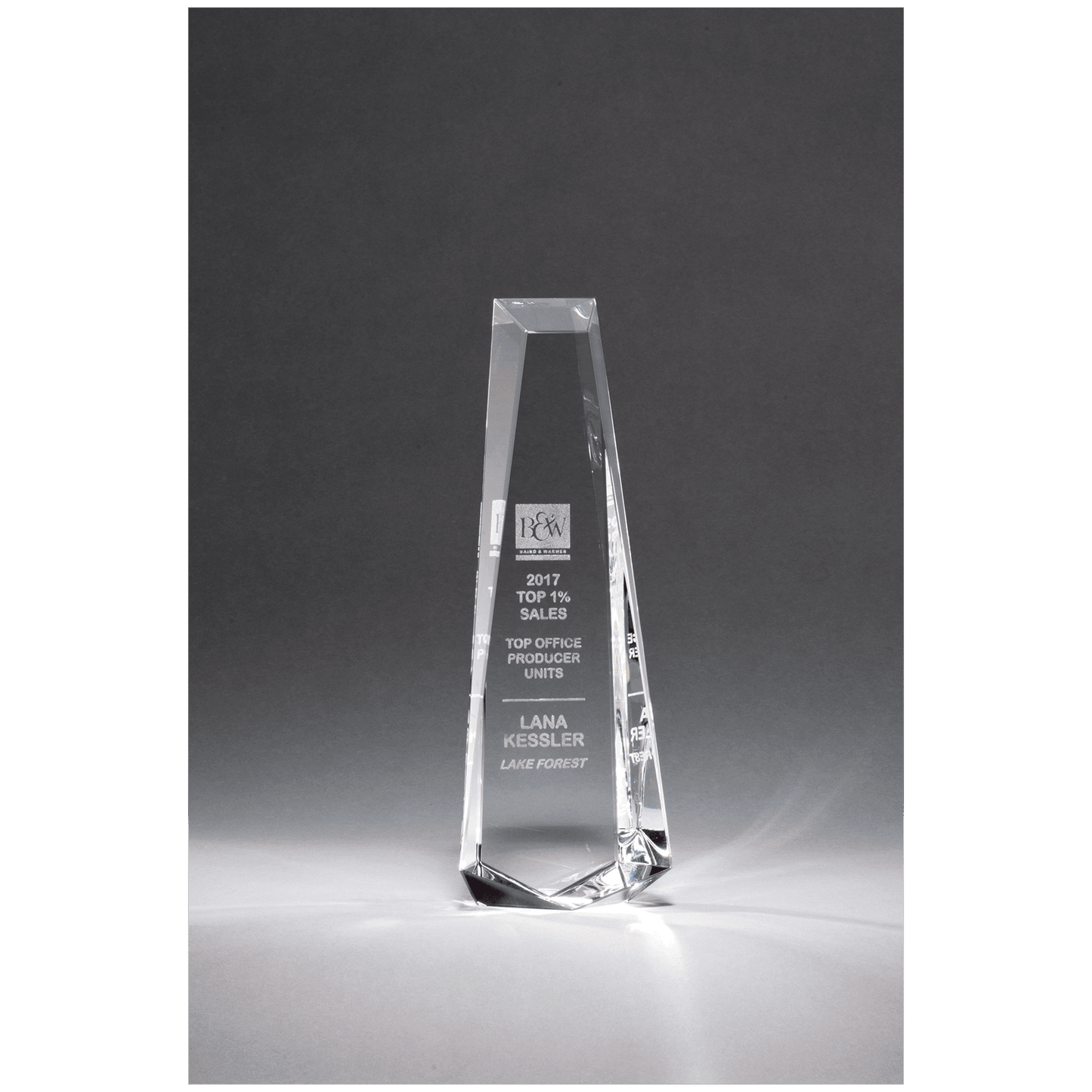 5 1/8" x 11" x 2" (Tapered) Crystal Obelisk