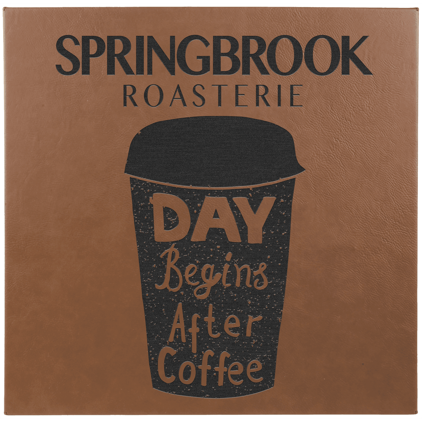 14" x 14" Dark Brown Laserable Leatherette Wall Decor with Sawtooth Hanger