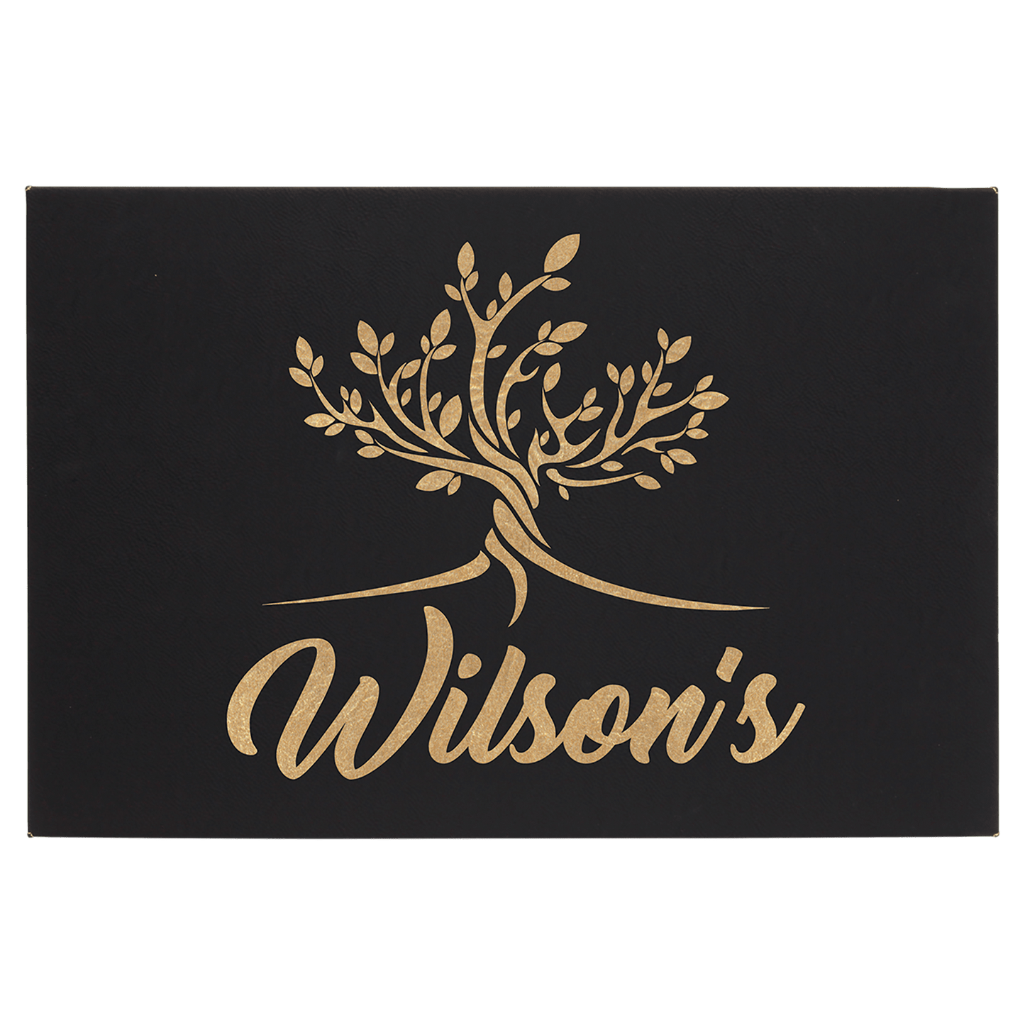 Black/Gold Engravable Leatherette Wall Decor with Sawtooth Hanger - 12" x 18"