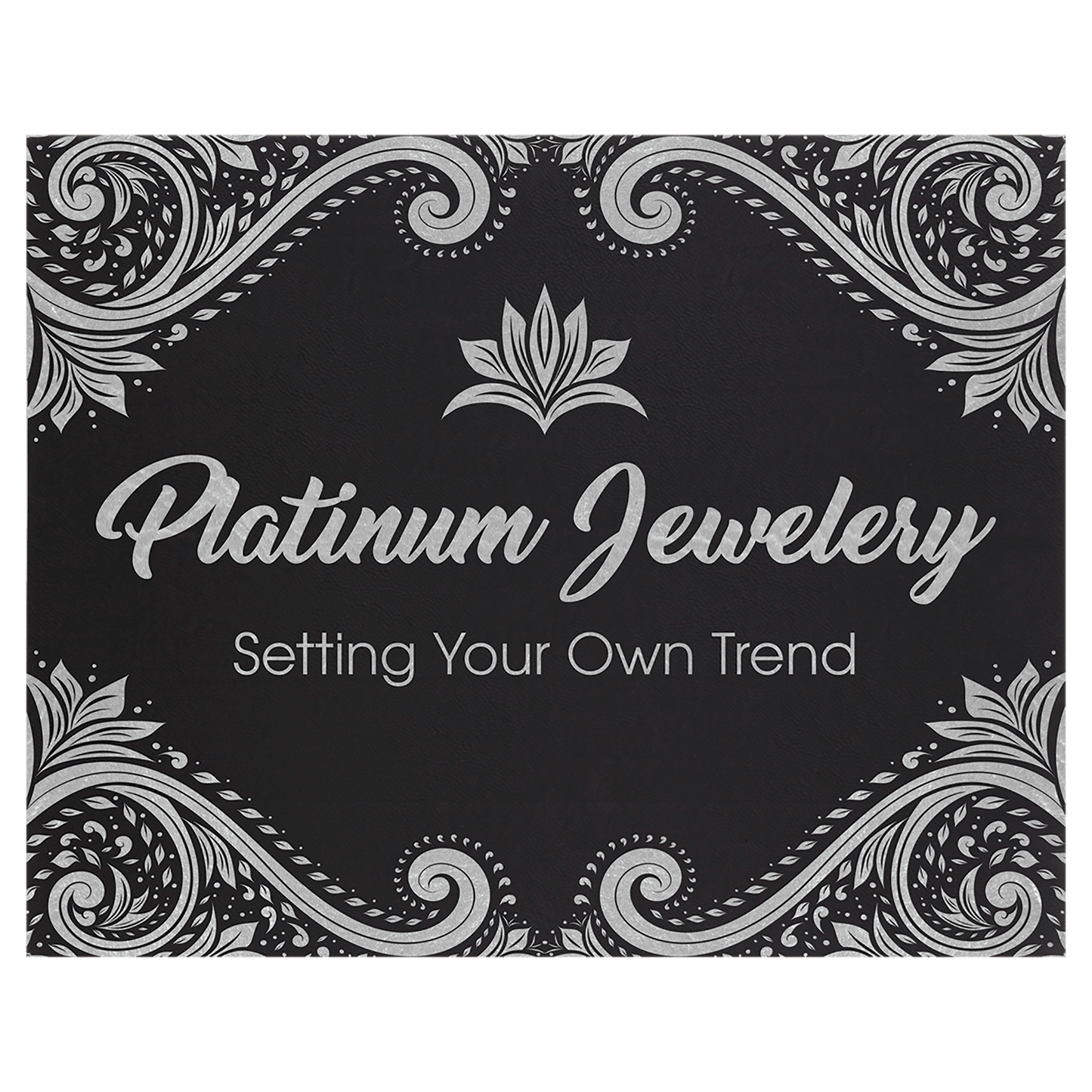 Black/Silver Engravable Leatherette Wall Decor with Sawtooth Hanger - 12" x 18"