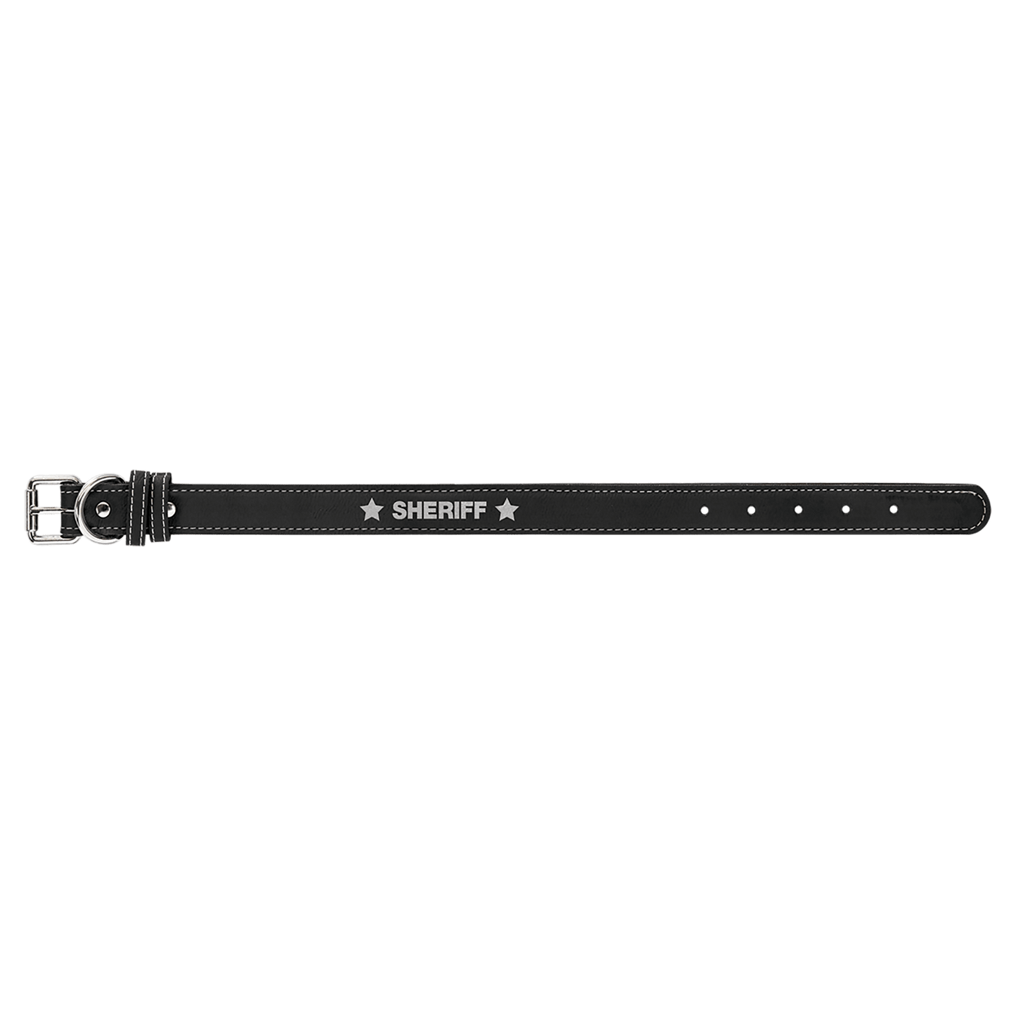 Small 15" x 3/4" Black/Silver Engravable Leatherette Dog Collar