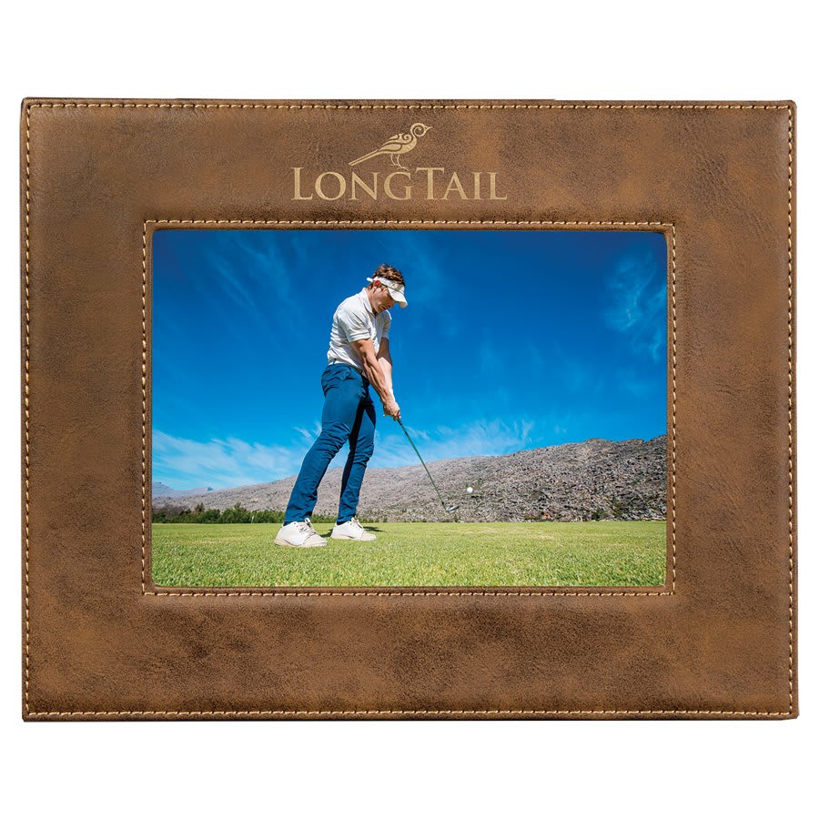 Rustic/Gold Engravable Leatherette Photo Frame - 5" x 7"
