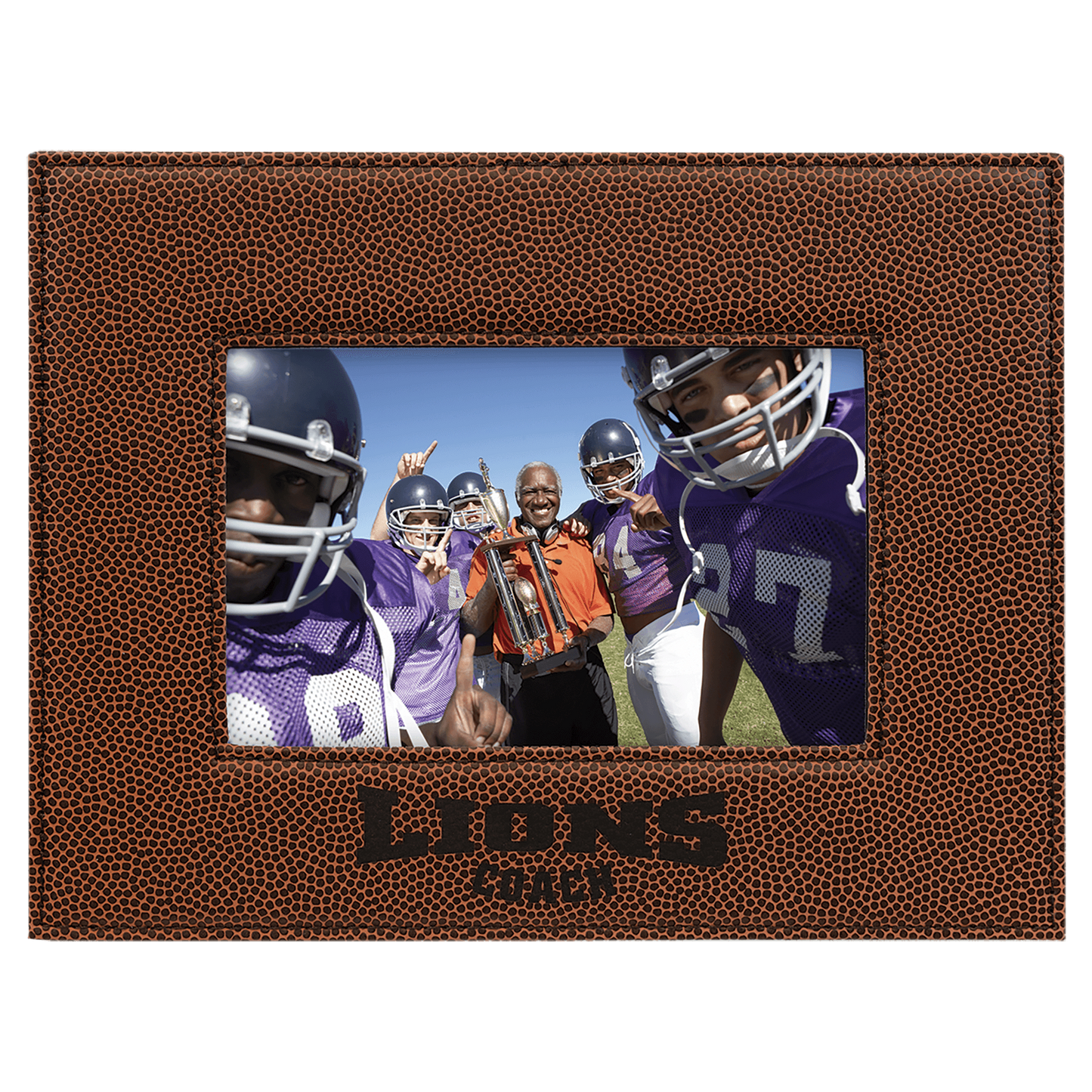 Football Engravable Leatherette Photo Frame - 4" x 6"