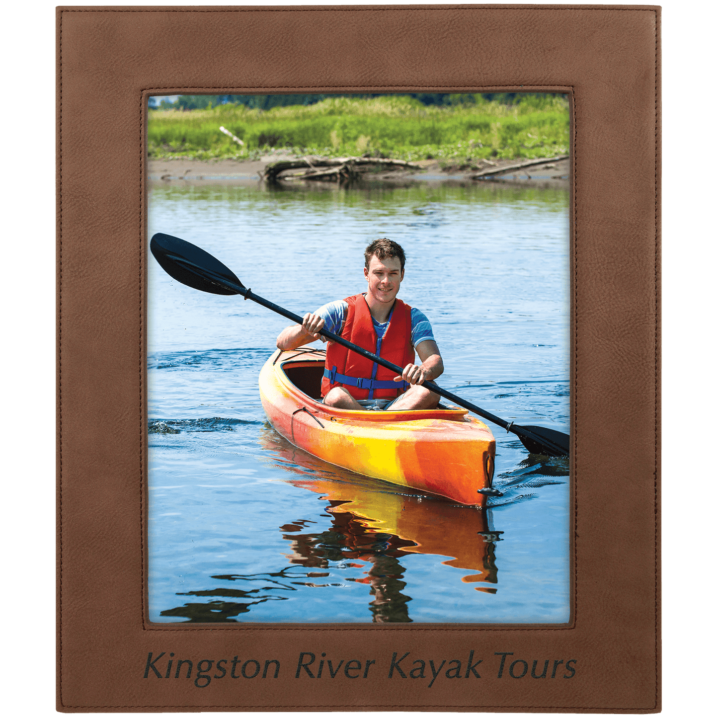 Dark Brown Engravable Leatherette Photo Frame - 8" x 10"