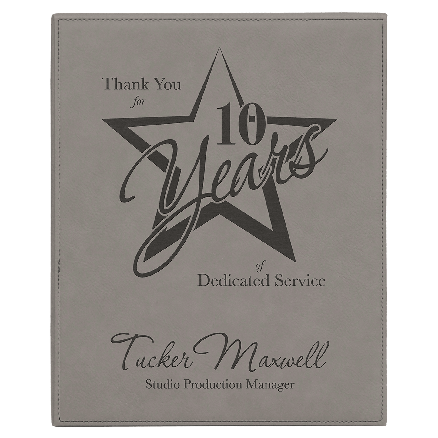 Gray Engravable Leatherette Plaque - 10 1/2" x 13"