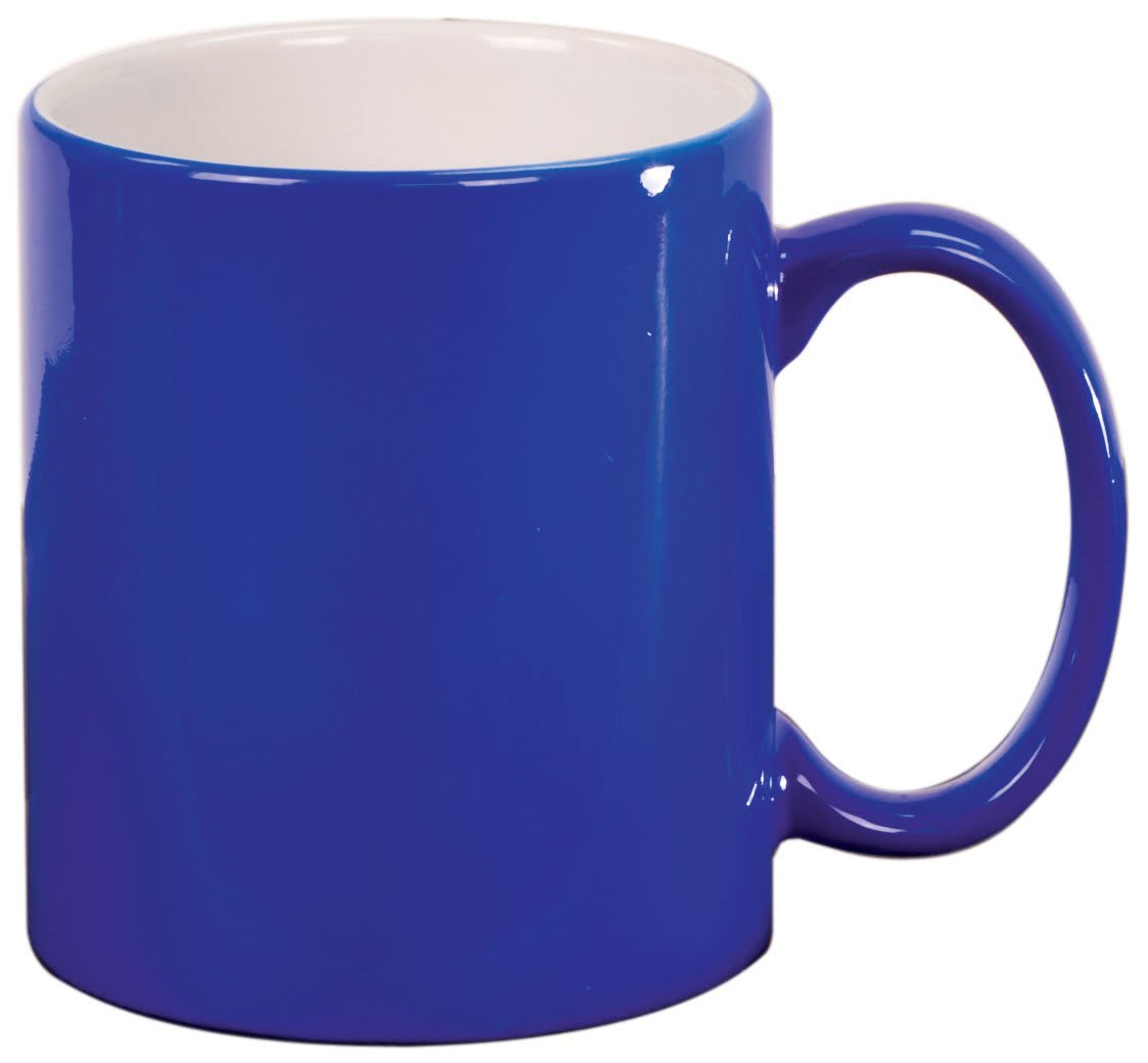 oz. Blue Ceramic Round LazerMug - 11