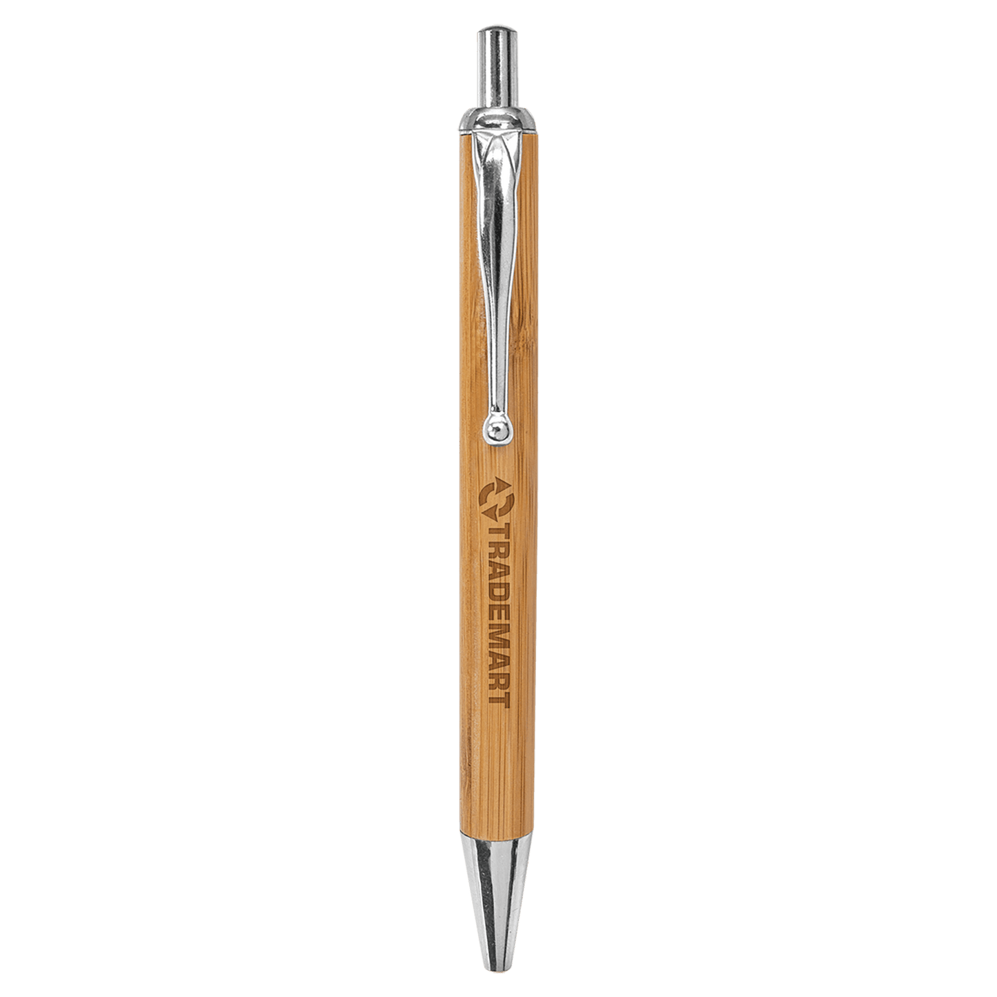 Bamboo with Silver Trim Engravable Pen