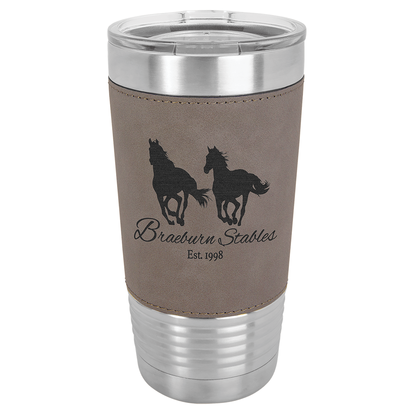 Polar Camel 20 oz. Gray Leatherette Grip Tumbler with Standard Lid