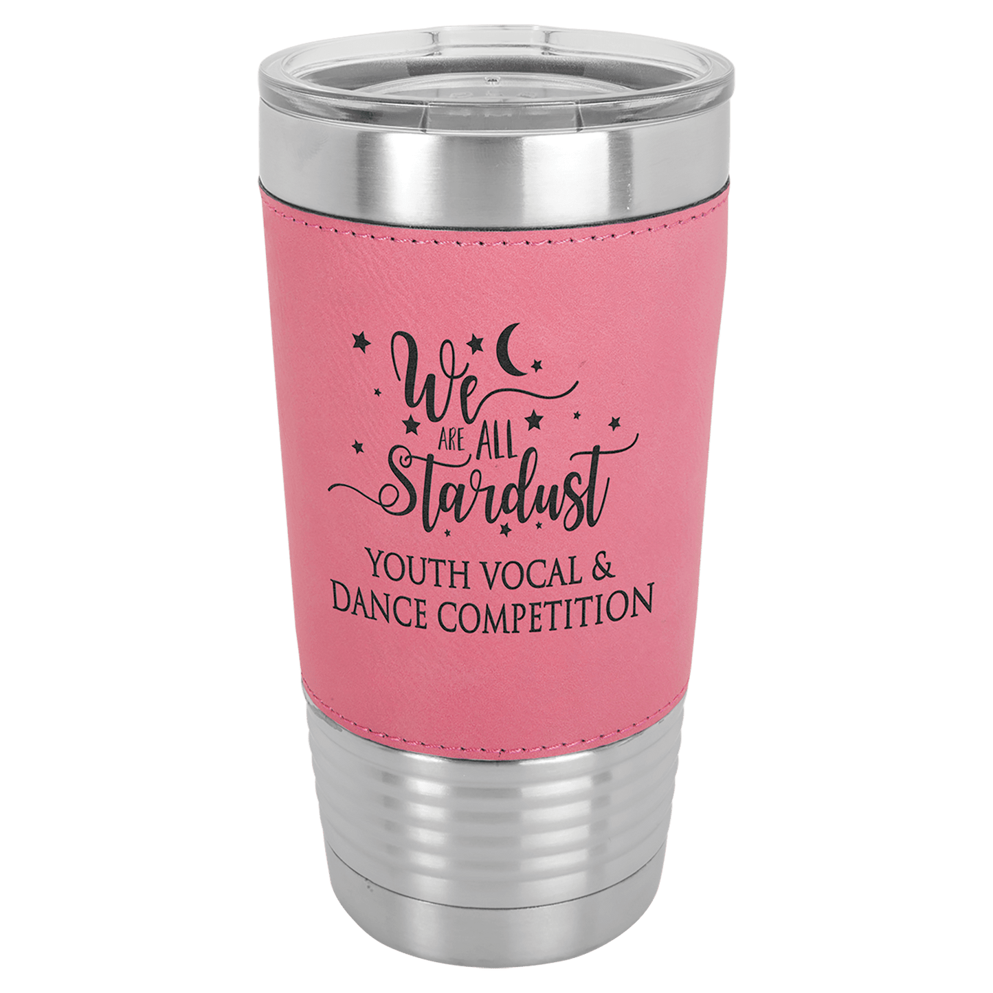 Polar Camel 20 oz. Pink Leatherette Grip Tumbler with Standard Lid