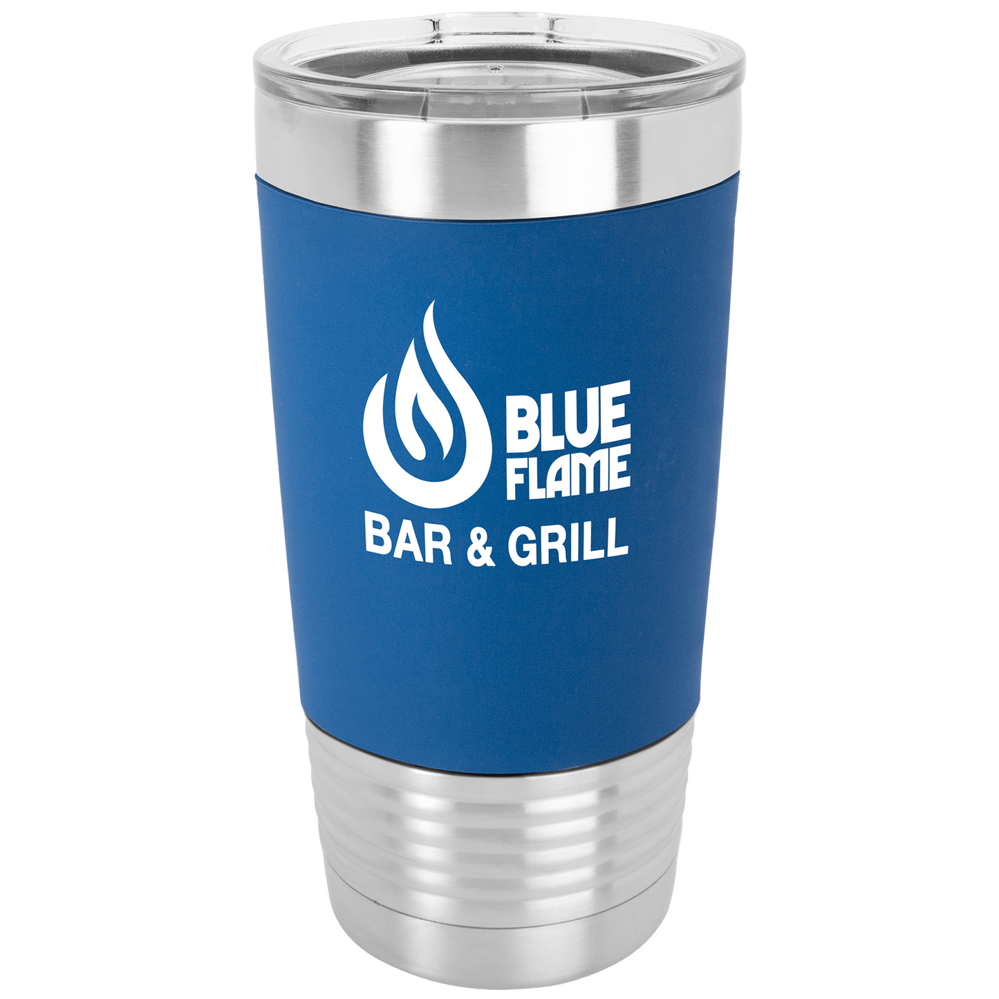 Polar Camel 20 oz. Blue/White Silicone Grip Tumbler with Standard Lid