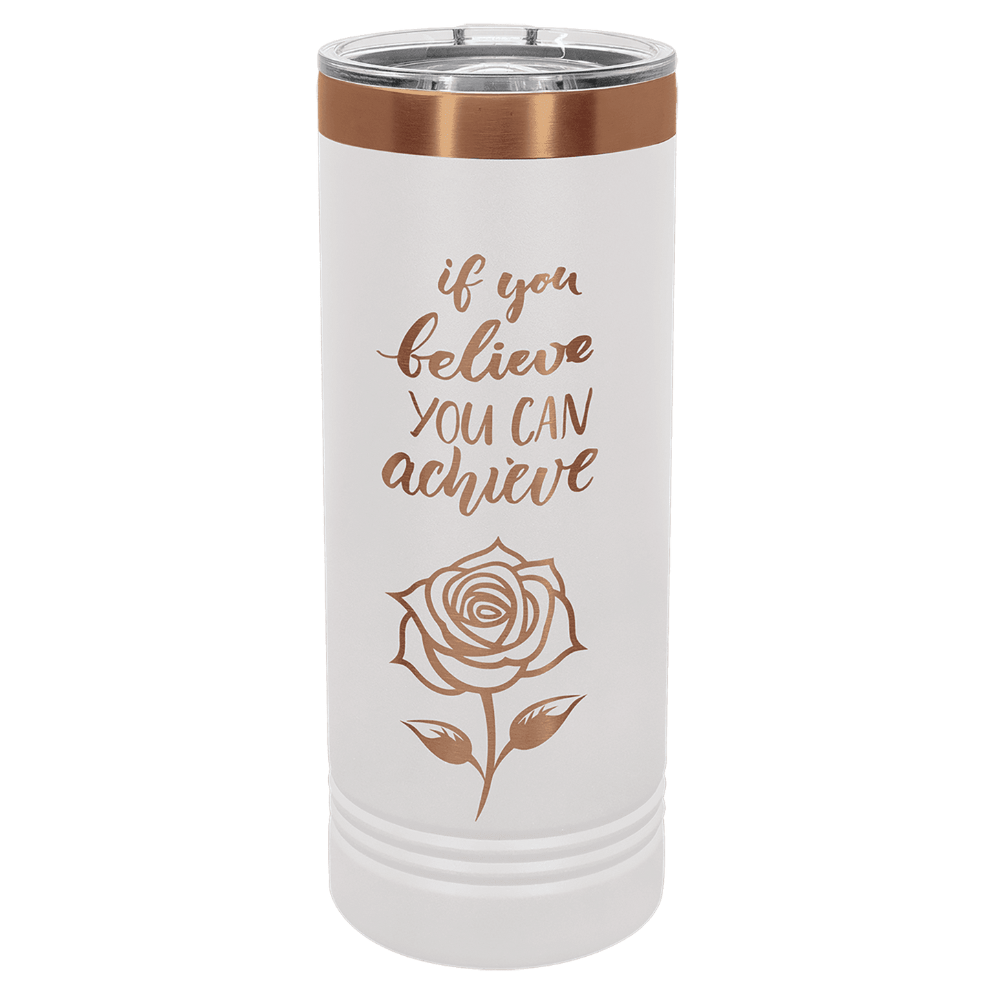 Polar Camel 22 oz. White/Rose Gold Skinny Tumbler