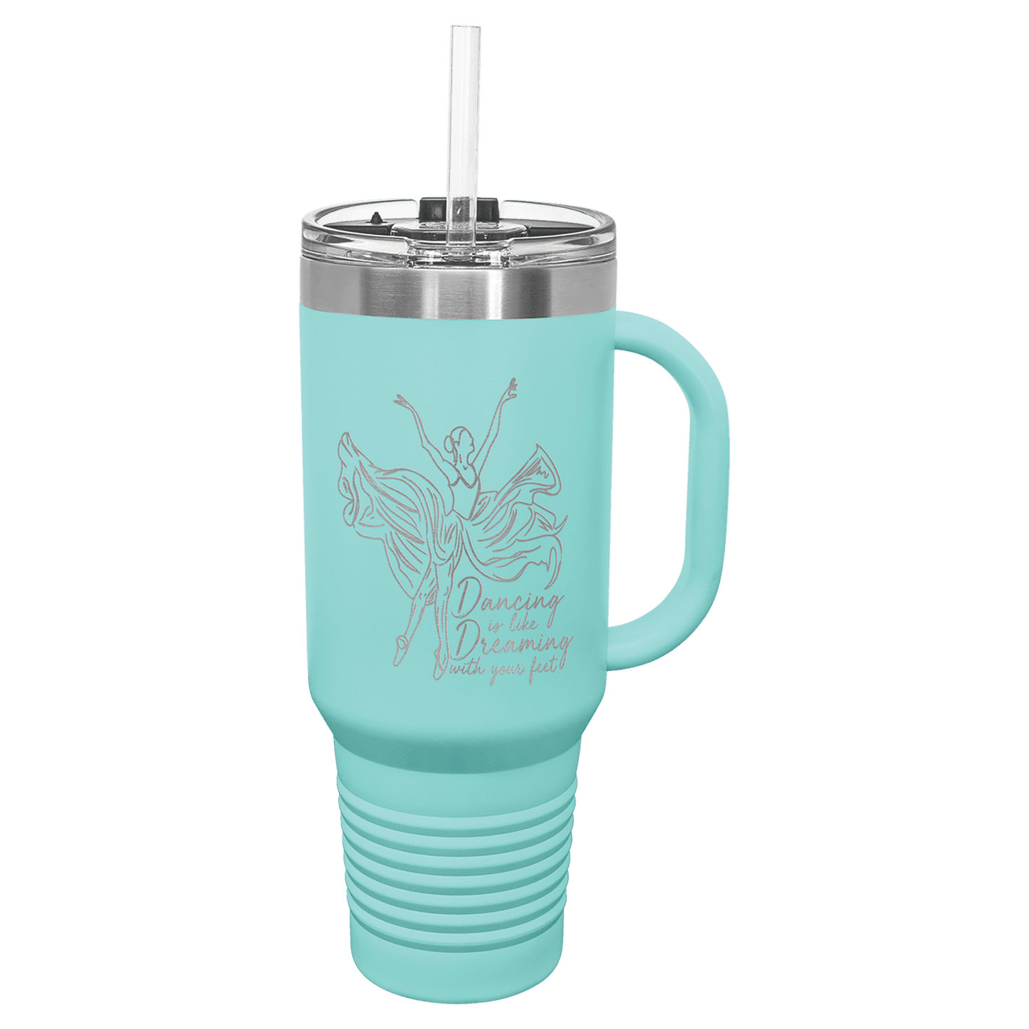 Polar Camel 40 oz. Teal Travel Mug with Snap Lid & Straw