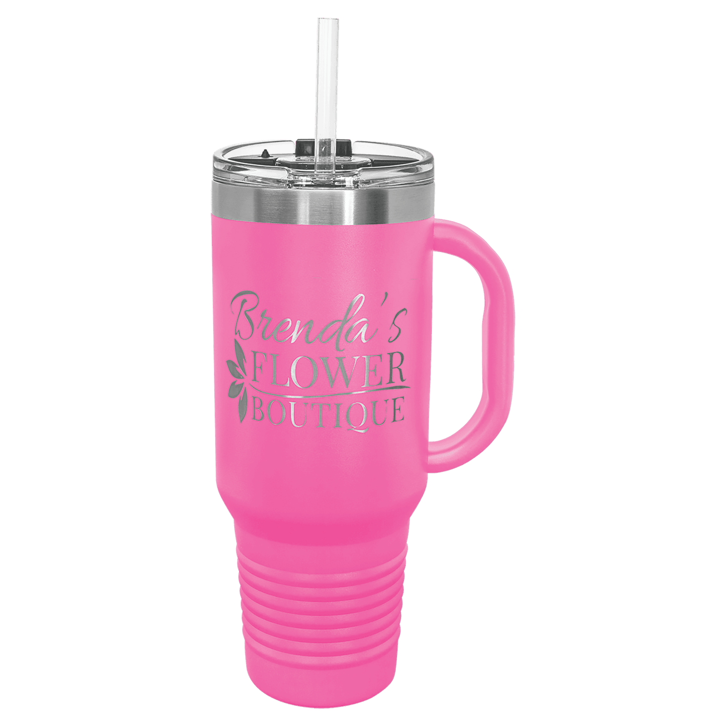 Polar Camel 40 oz. Pink Travel Mug with Snap Lid & Straw