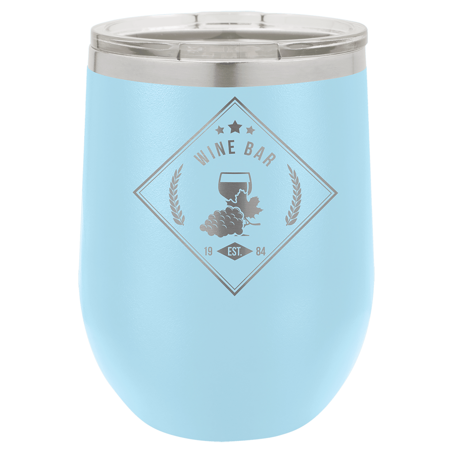 Polar Camel 12 oz. Light Blue Stemless Wine Tumbler with Standard Lid