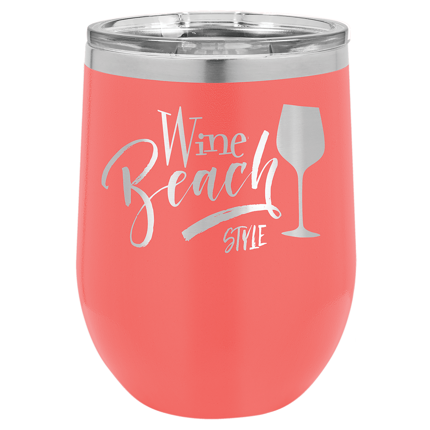 Polar Camel 12 oz. Coral Stemless Wine Tumbler with Standard Lid