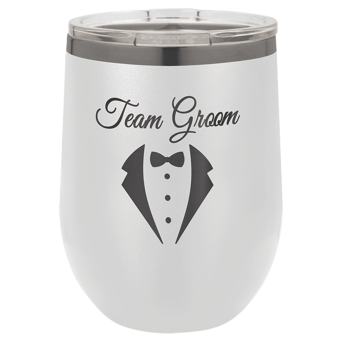 Polar Camel 12 oz. White/Ghost Black Stemless Wine Tumbler with Standard Lid
