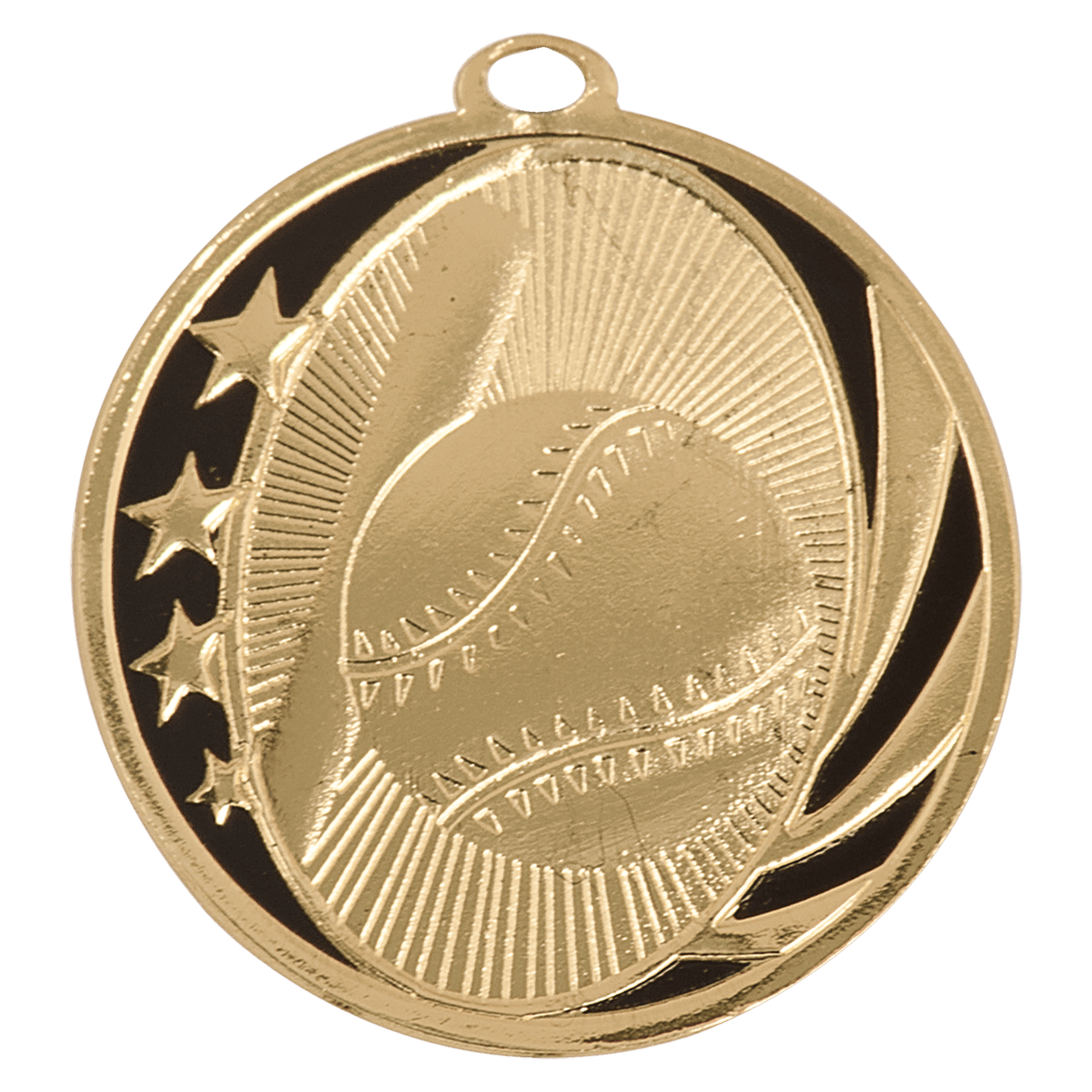 Bright Gold Baseball/Softball Engravable MidNite Star Medal - 2"