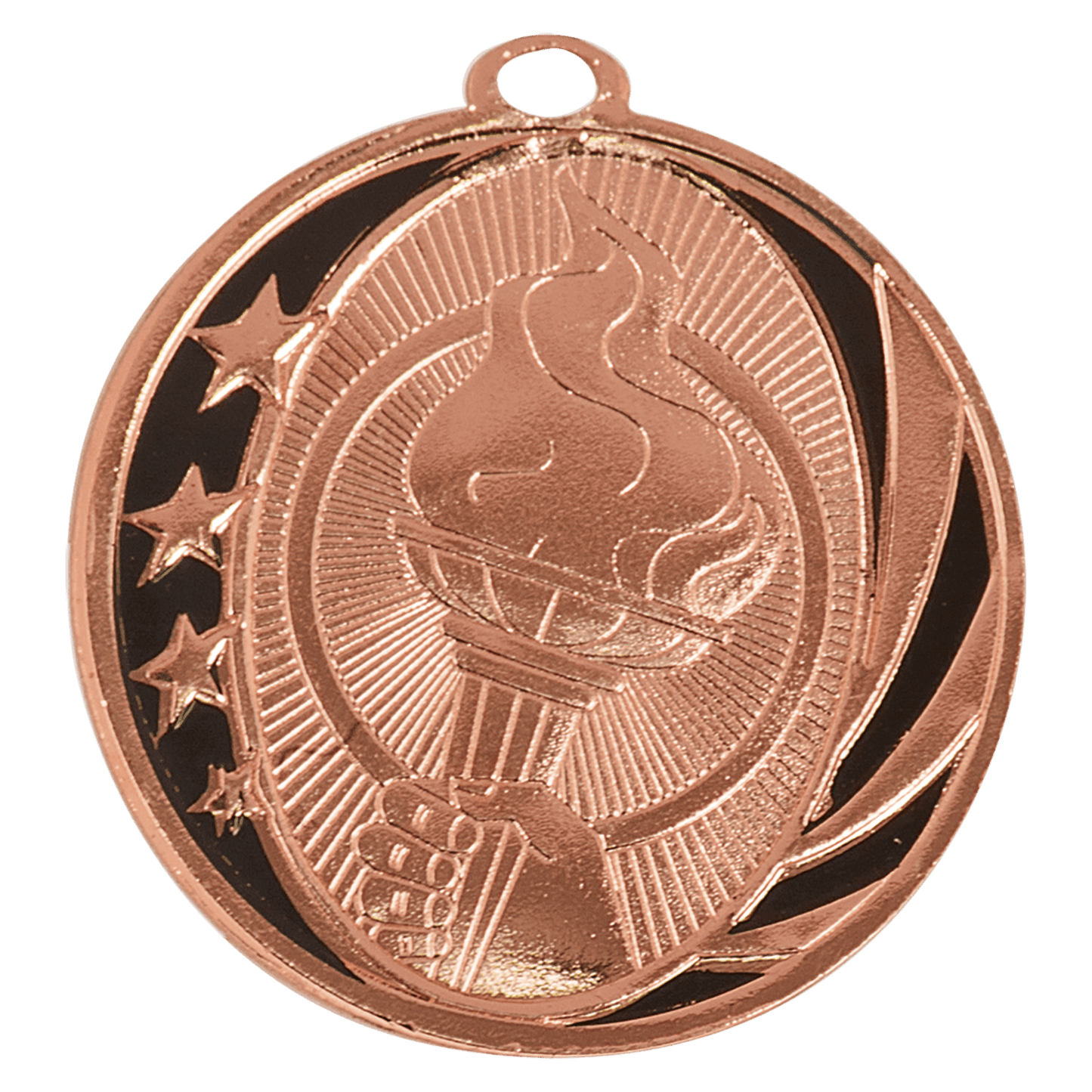 Bright Bronze Torch Engravable MidNite Star Medal - 2"