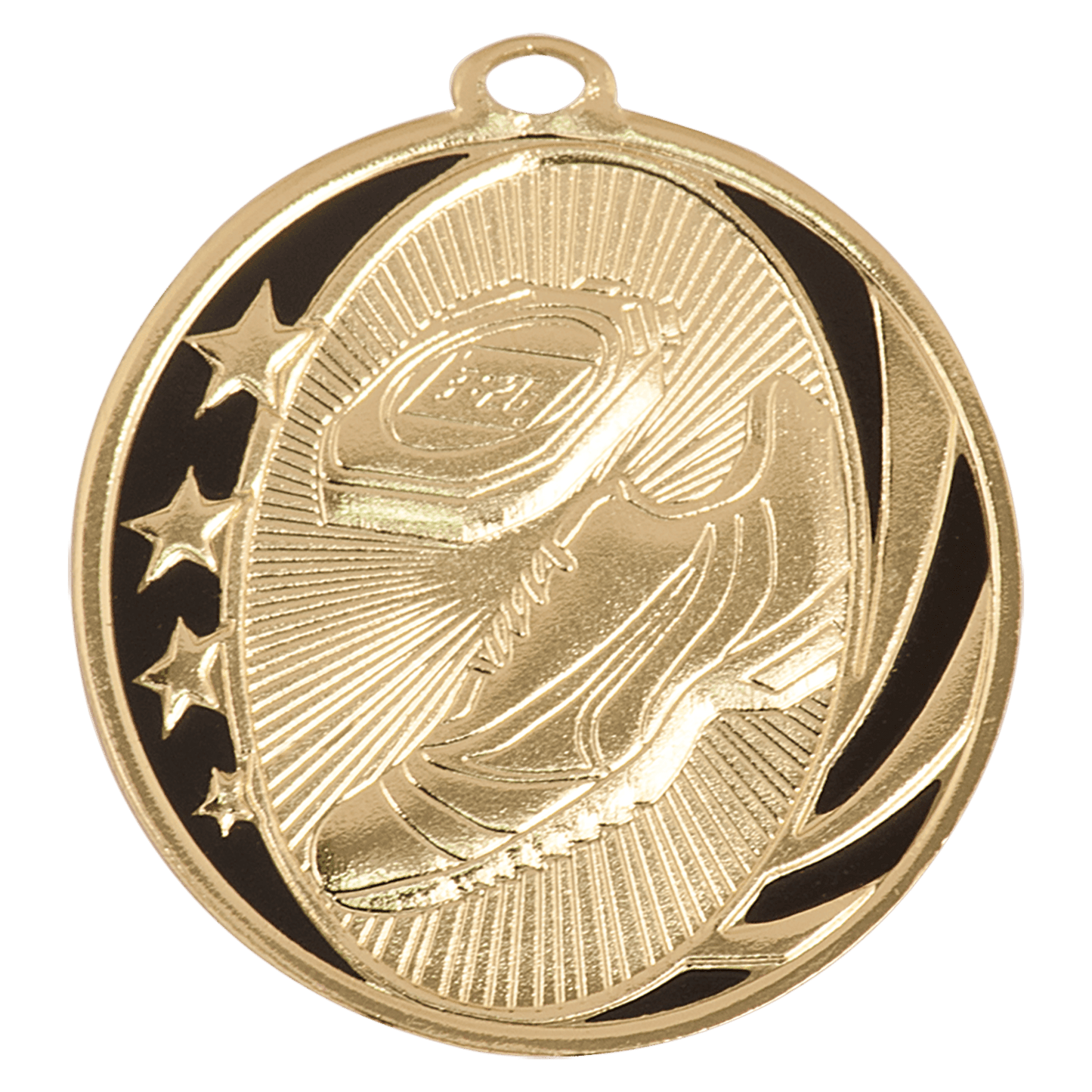 Bright Gold Track Engravable MidNite Star Medal - 2"