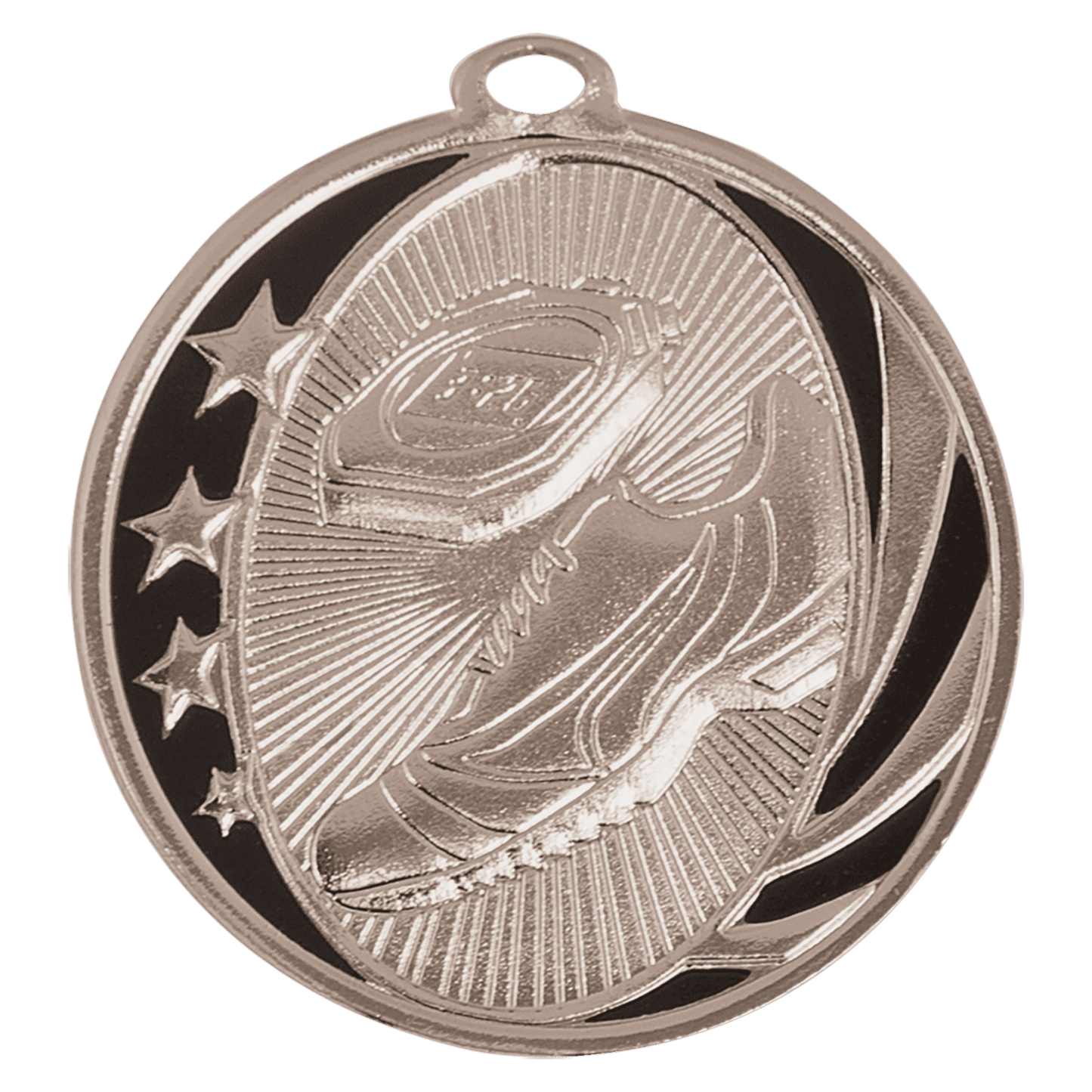 Bright Silver Track Engravable MidNite Star Medal - 2"