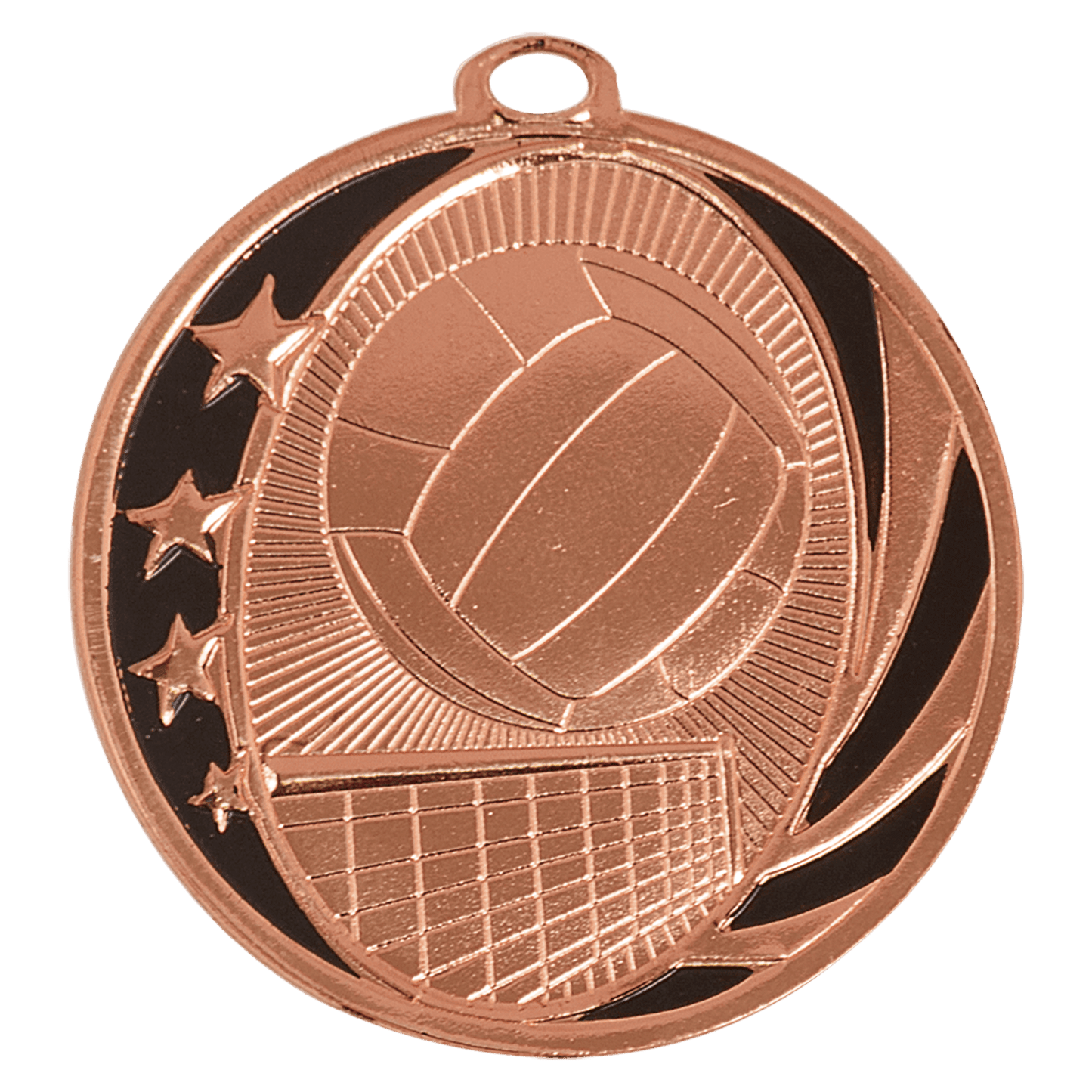 Bright Bronze Volleyball Engravable MidNite Star Medal - 2"