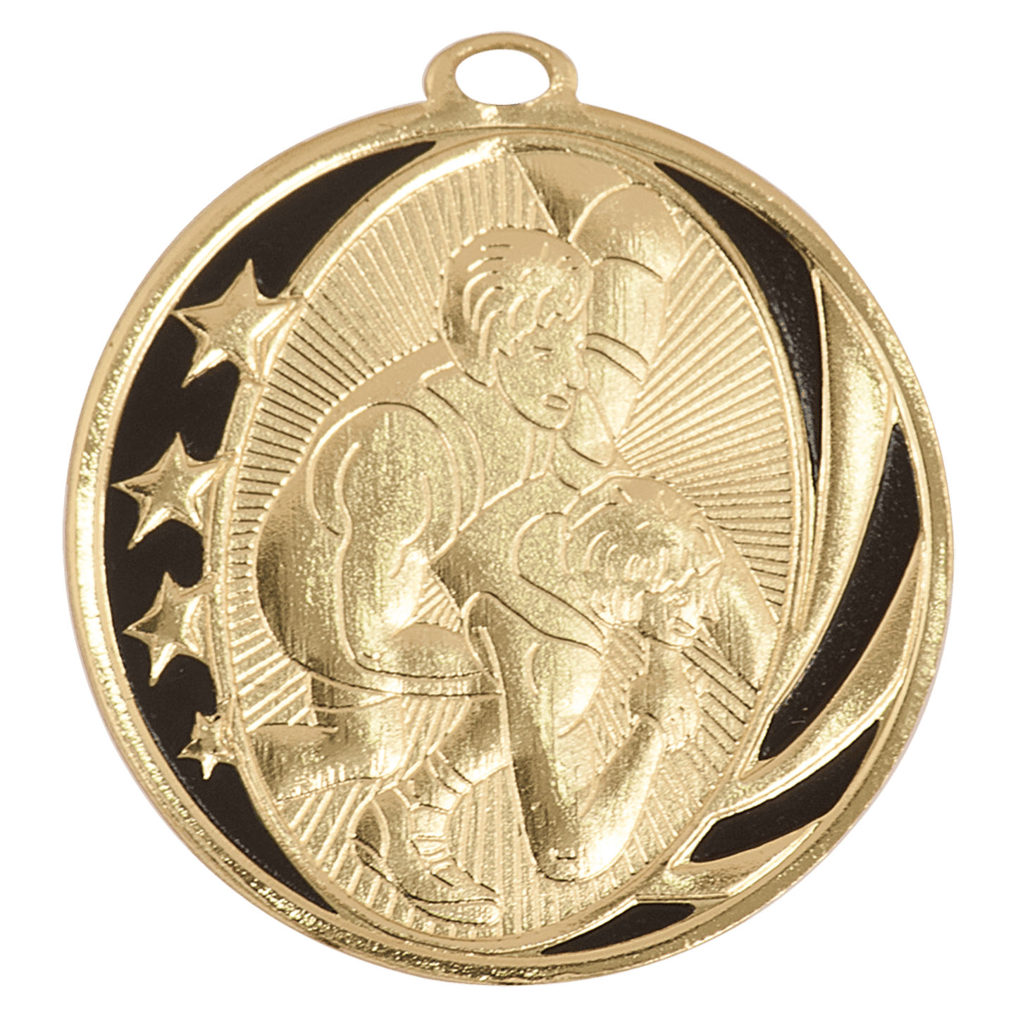 Bright Gold Wrestling Engravable MidNite Star Medal - 2"