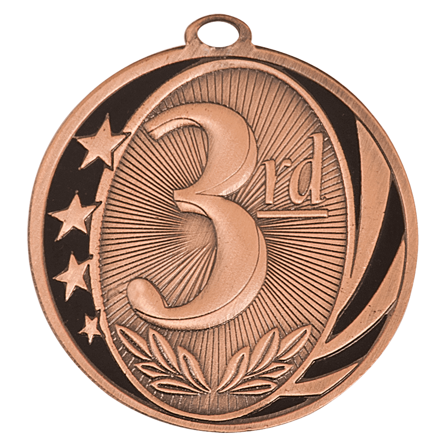 Bright Bronze 3rd Place Engravable MidNite Star Medal - 2"