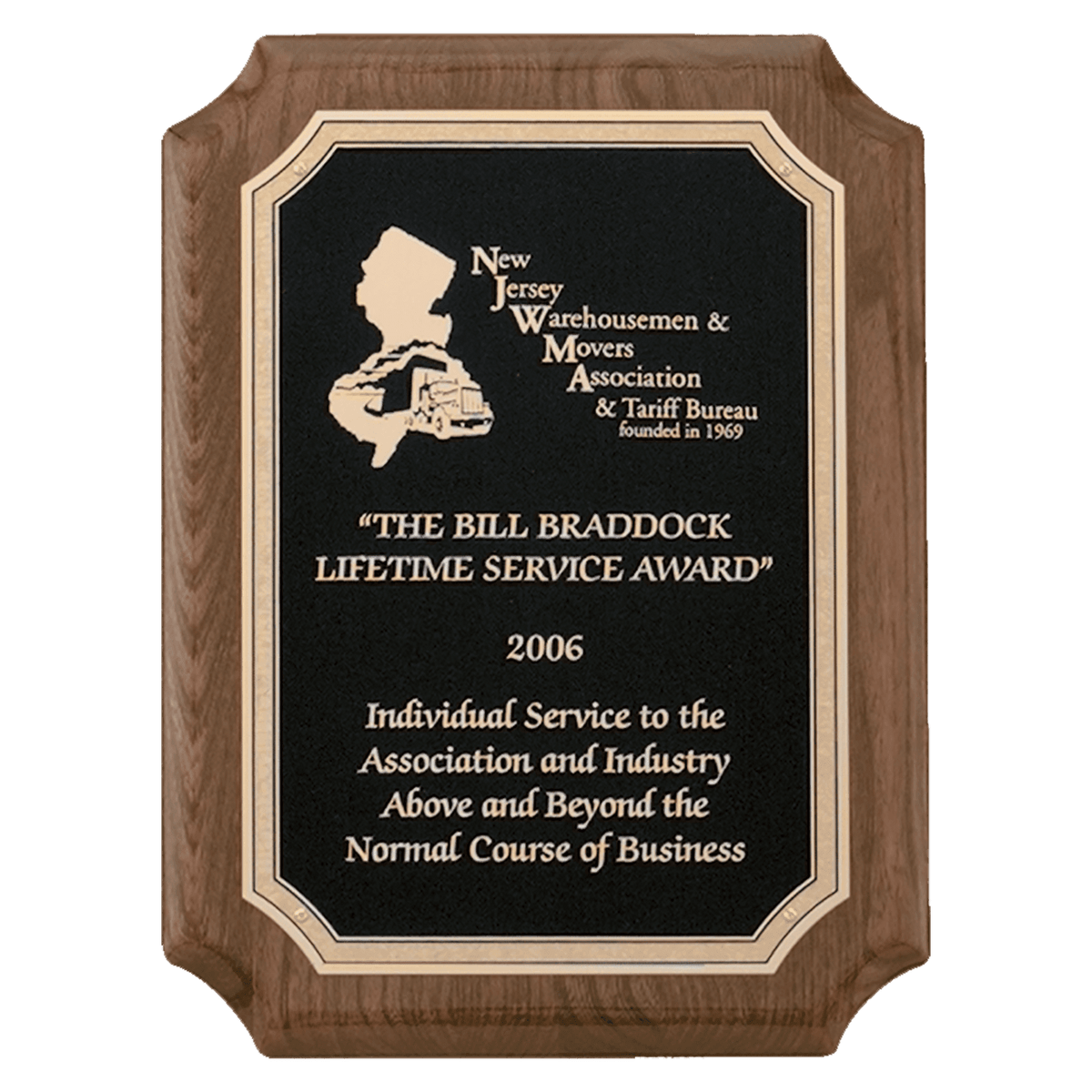 8" x 10 1/2" Airflyte Premium Walnut Piano Finish Plaque with Gold Florentine Border Textured Black LaserFX Plate