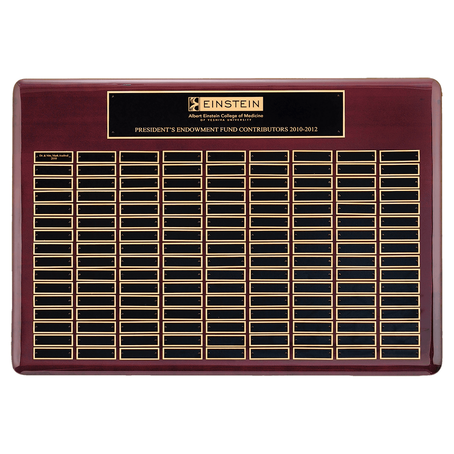 22" x 30"/Plates 7/8" x 2 3/4" Rosewood Piano Finish 120 Plate Perpetual Plaque with Black Brass Plates