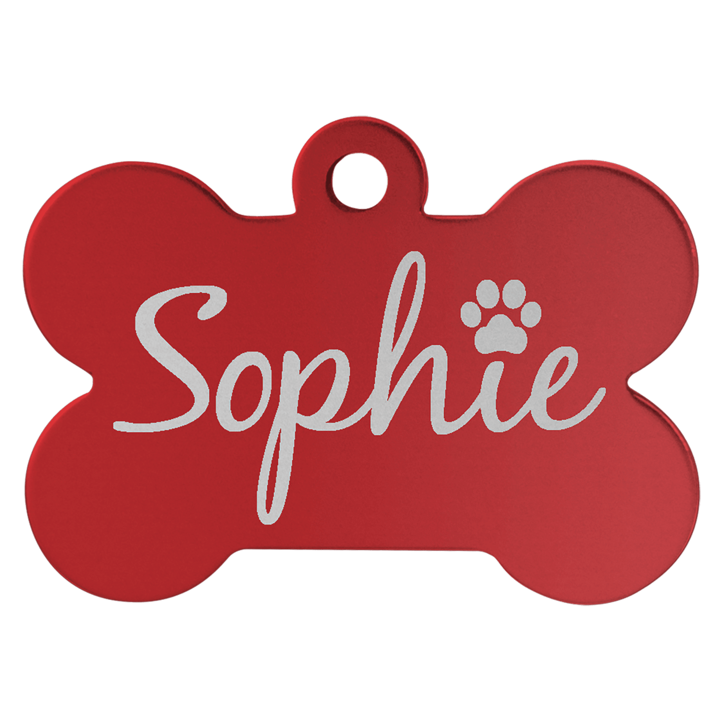 Red Engravable Anodized Aluminum Bone Pet Tag - 1 1/4" x 3/4"