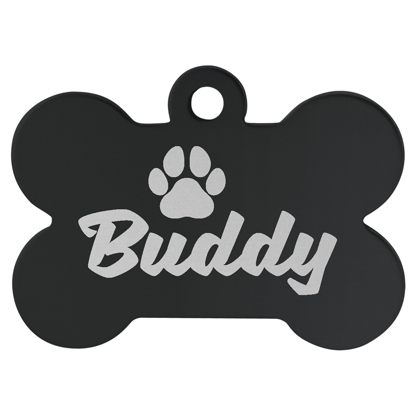 Black Engravable Anodized Aluminum Bone Pet Tag - 1 1/2" x 1"