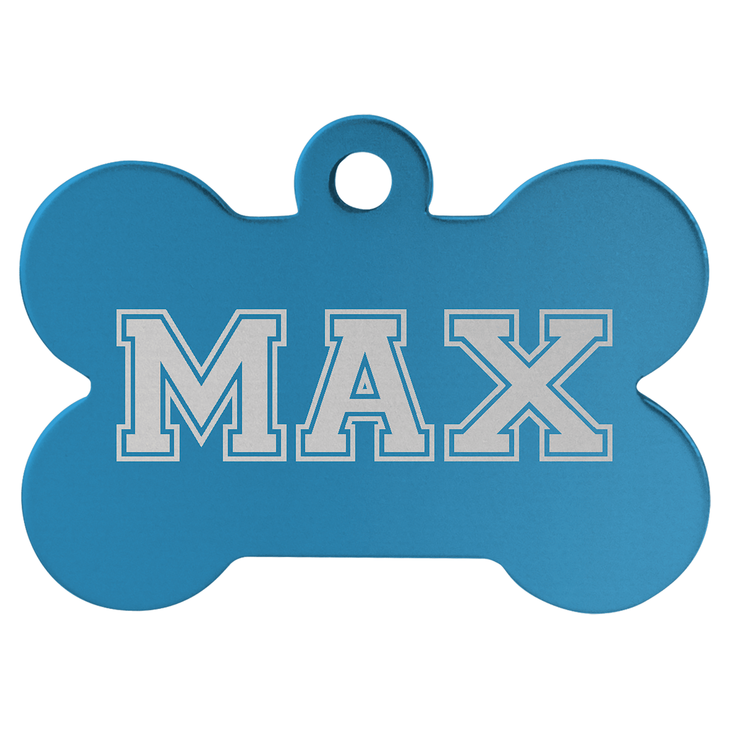 Blue Engravable Anodized Aluminum Bone Pet Tag - 1 1/2" x 1"