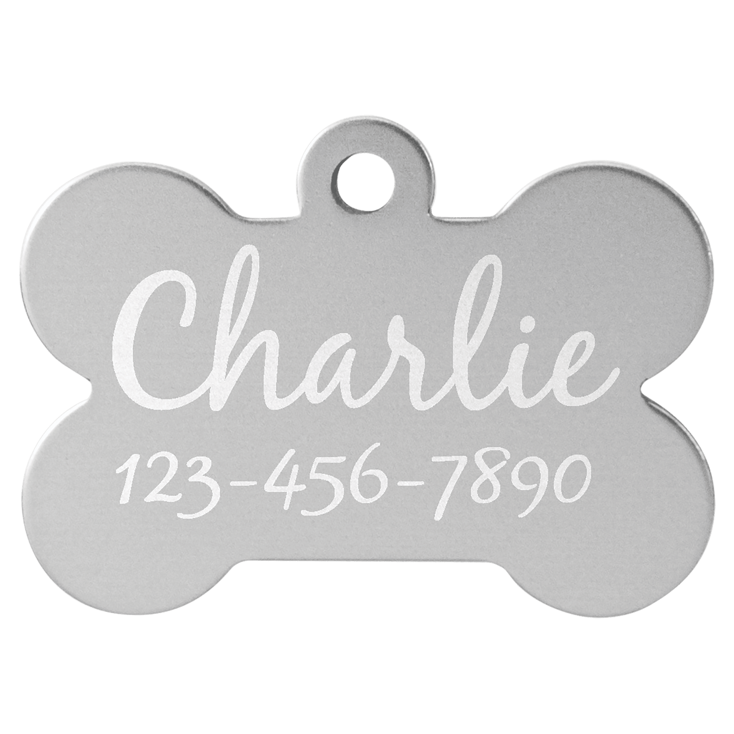 1 1/2" x 1" Silver Laserable Anodized Aluminum Bone Pet Tag