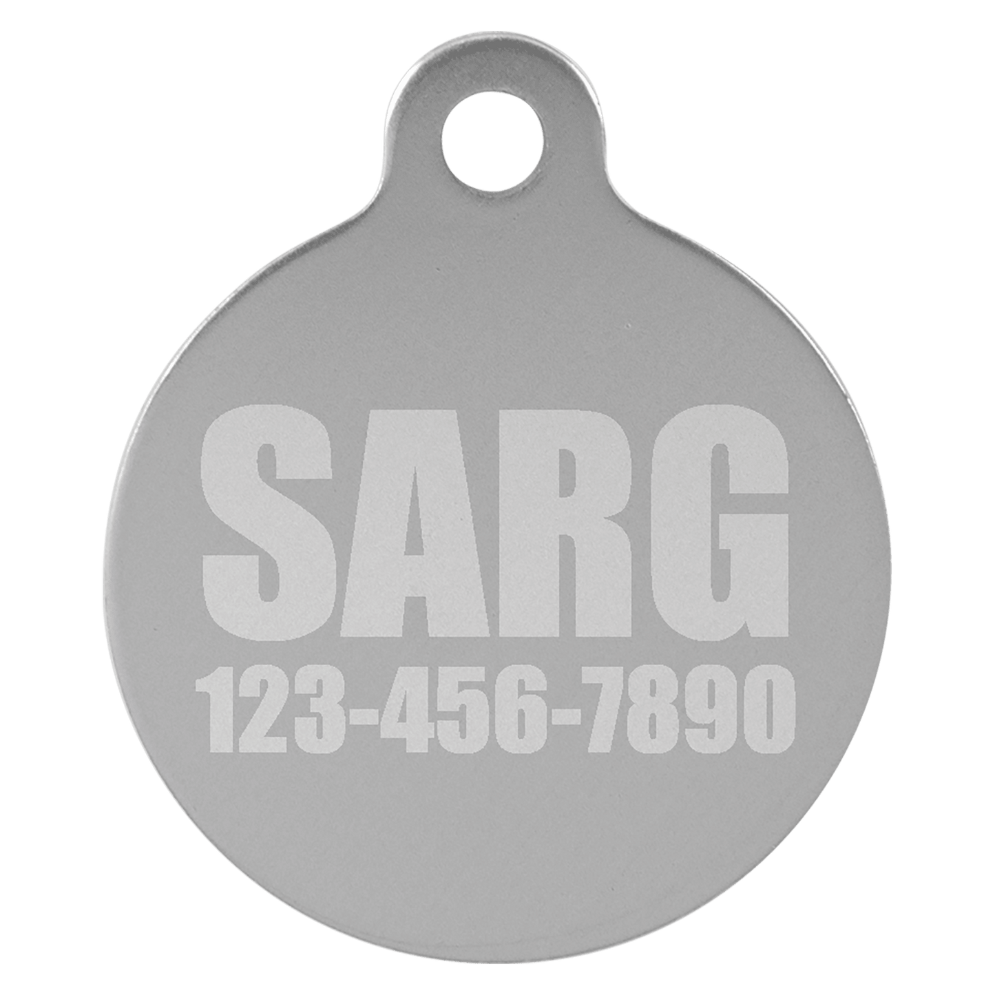 Silver Engravable Anodized Aluminum Round Pet Tag with Tab - 1"