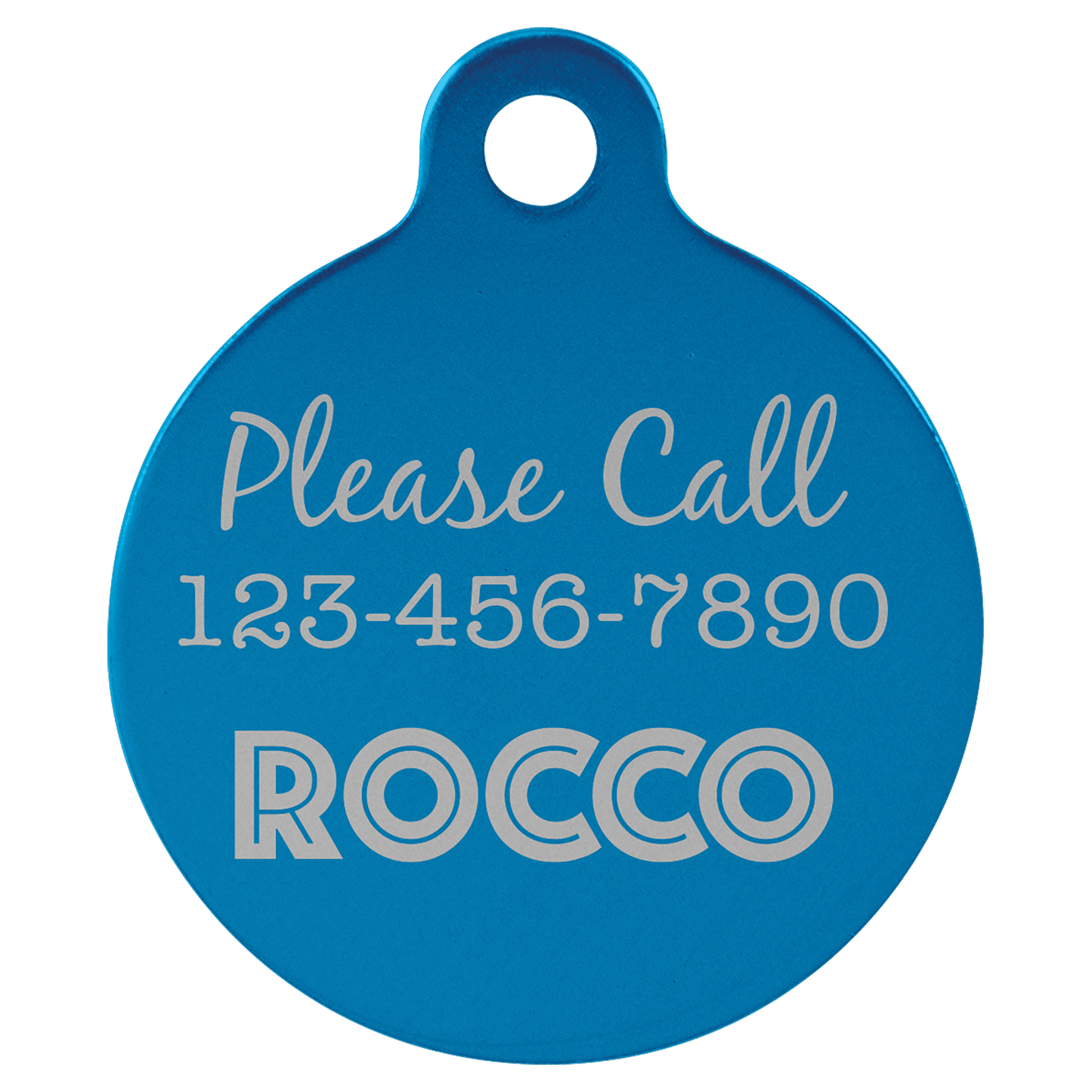 1 1/4" Blue Laserable Anodized Aluminum Round Pet Tag with Tab