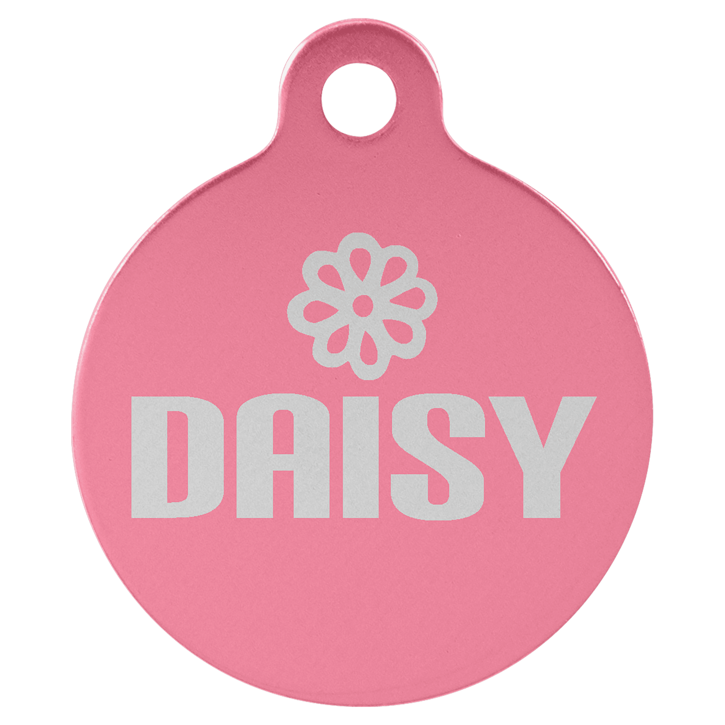 1 1/4" Pink Laserable Anodized Aluminum Round Pet Tag with Tab