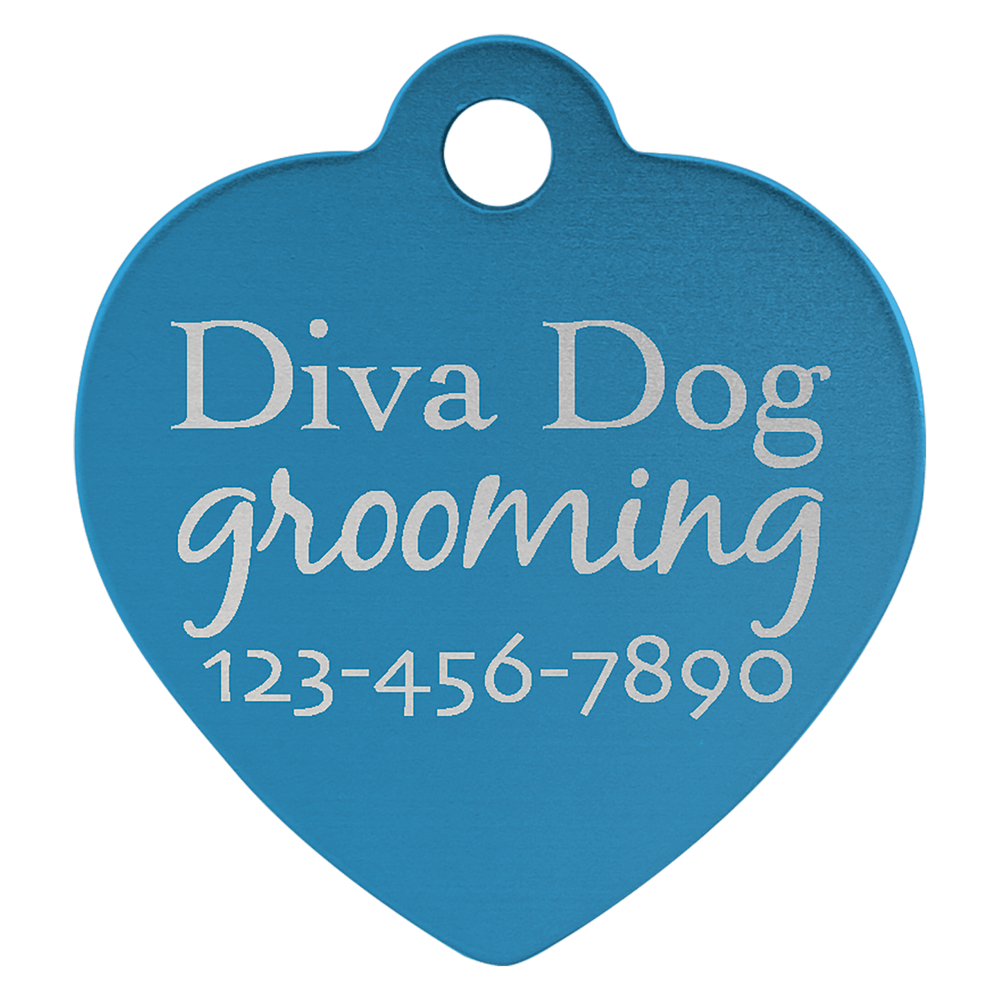Blue Engravable Anodized Aluminum Heart Pet Tag - 1" x 1"