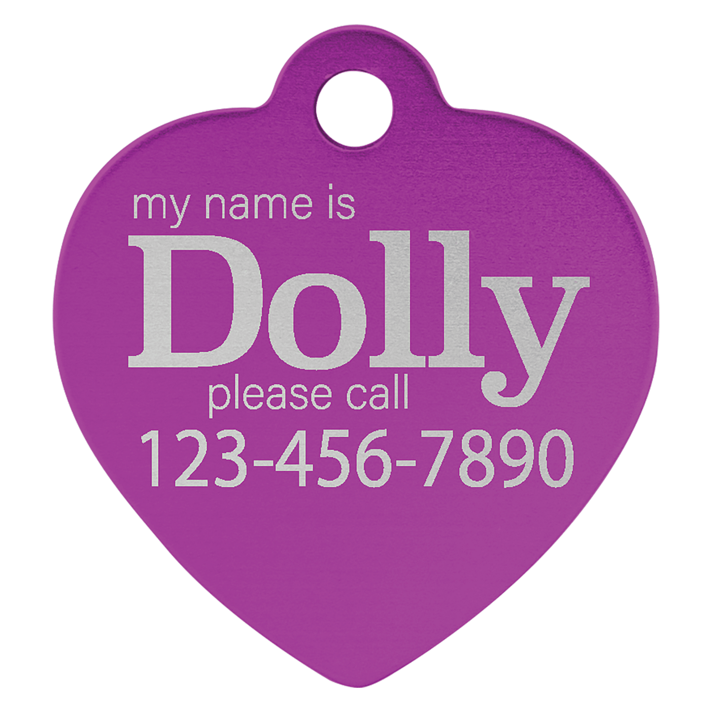 Purple Engravable Anodized Aluminum Heart Pet Tag - 1" x 1"