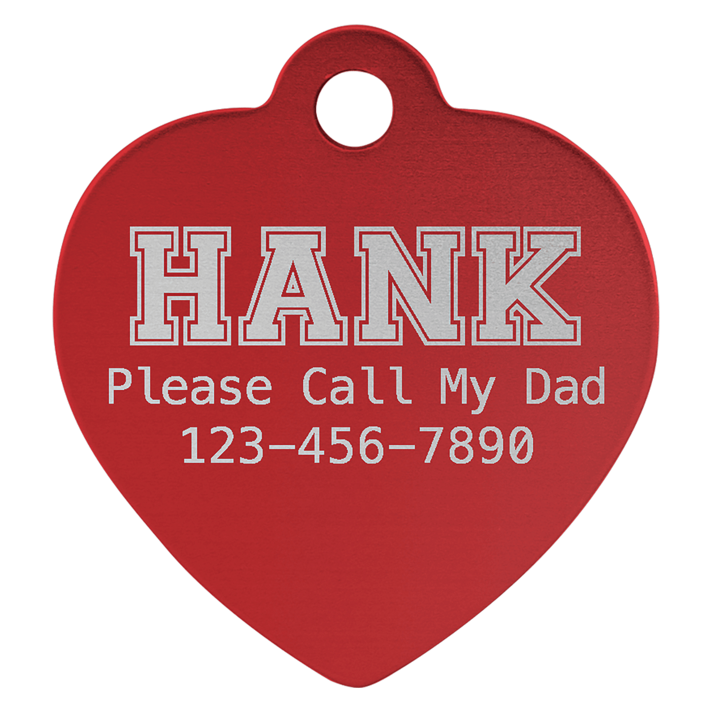 Red Engravable Anodized Aluminum Heart Pet Tag - 1" x 1"