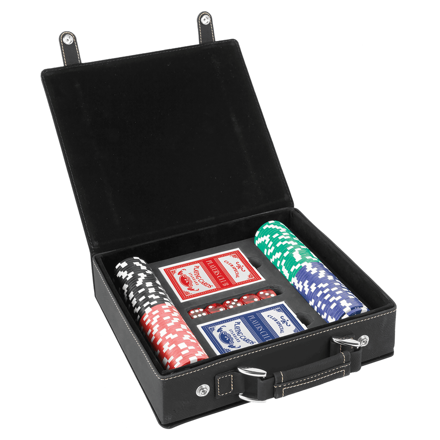 Black/Gold Engravable Leatherette 100 Chip Poker Set